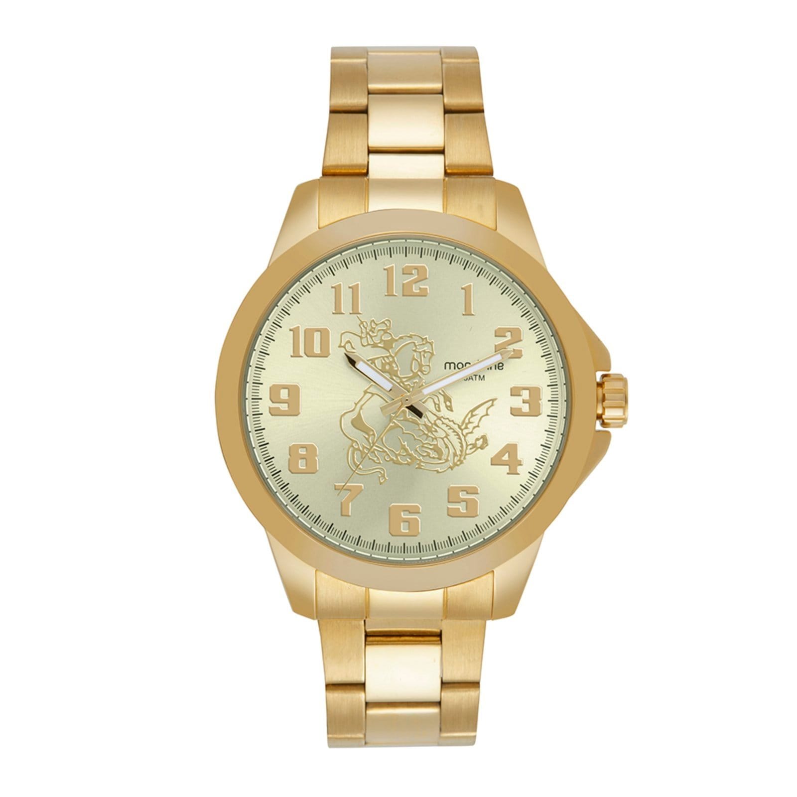 Vista 2 Kit Relógio Masculino São Jorge Mondaine dourado