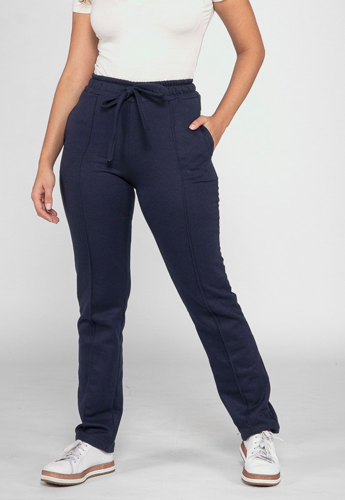 Calça Basica Moletom Feminina Confortavel Cintura Elastico