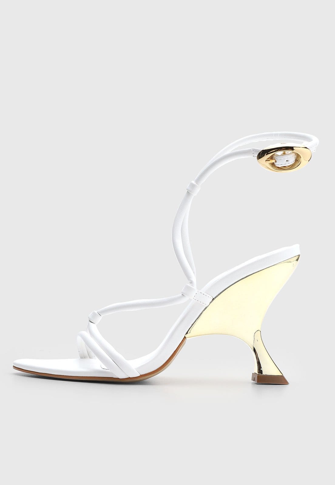 Sandália Feminina Lança Perfume Salto Dourado