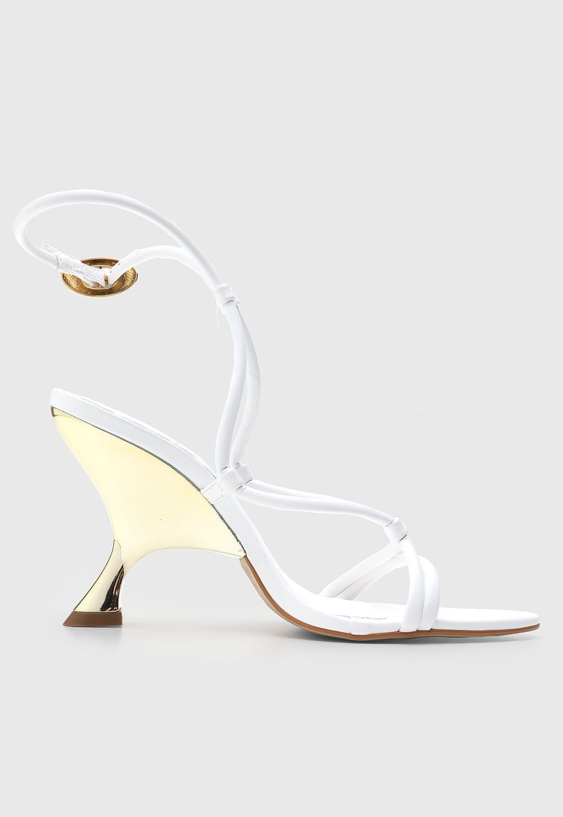 Vista 2 Sandália Feminina Lança Perfume Salto Dourado Lança Perfume branco