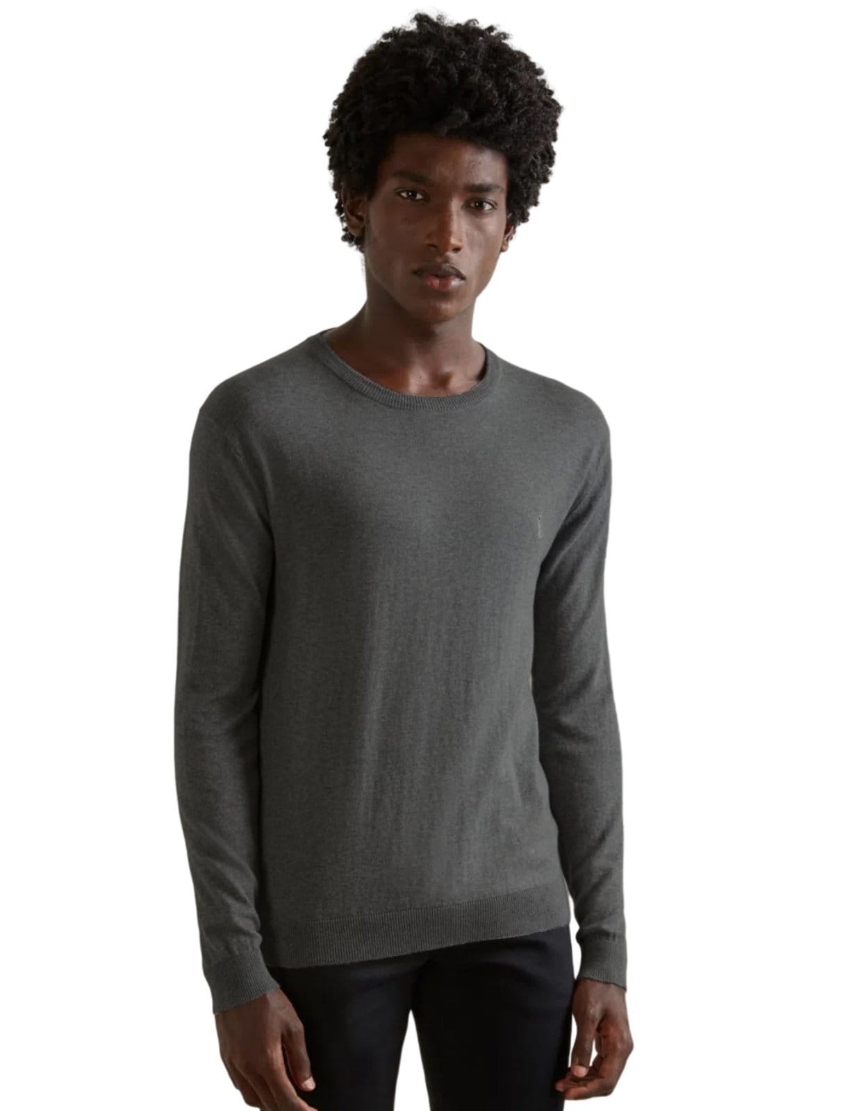 Suéter Reserva Masculino Tricot Basico Gola Careca Chumbo Mescla