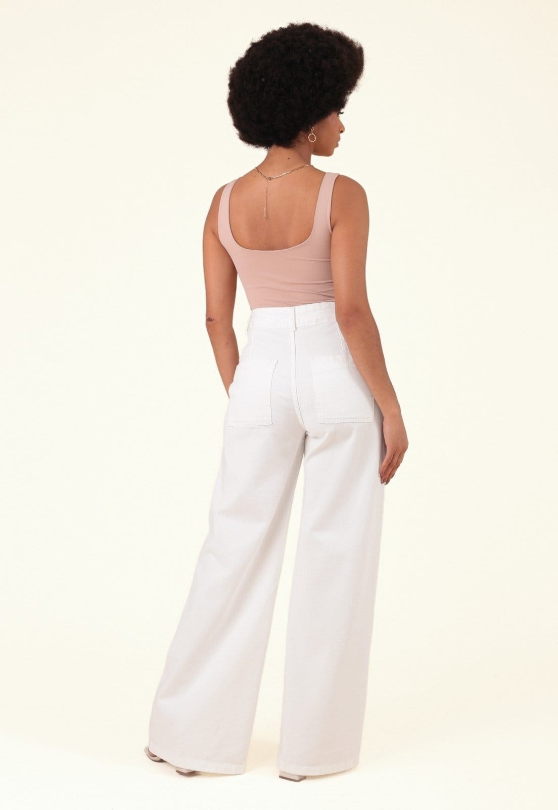 Vista 2 Calça Pop Me Wide Leg Em Sarja Off-White Pop Me off-white white