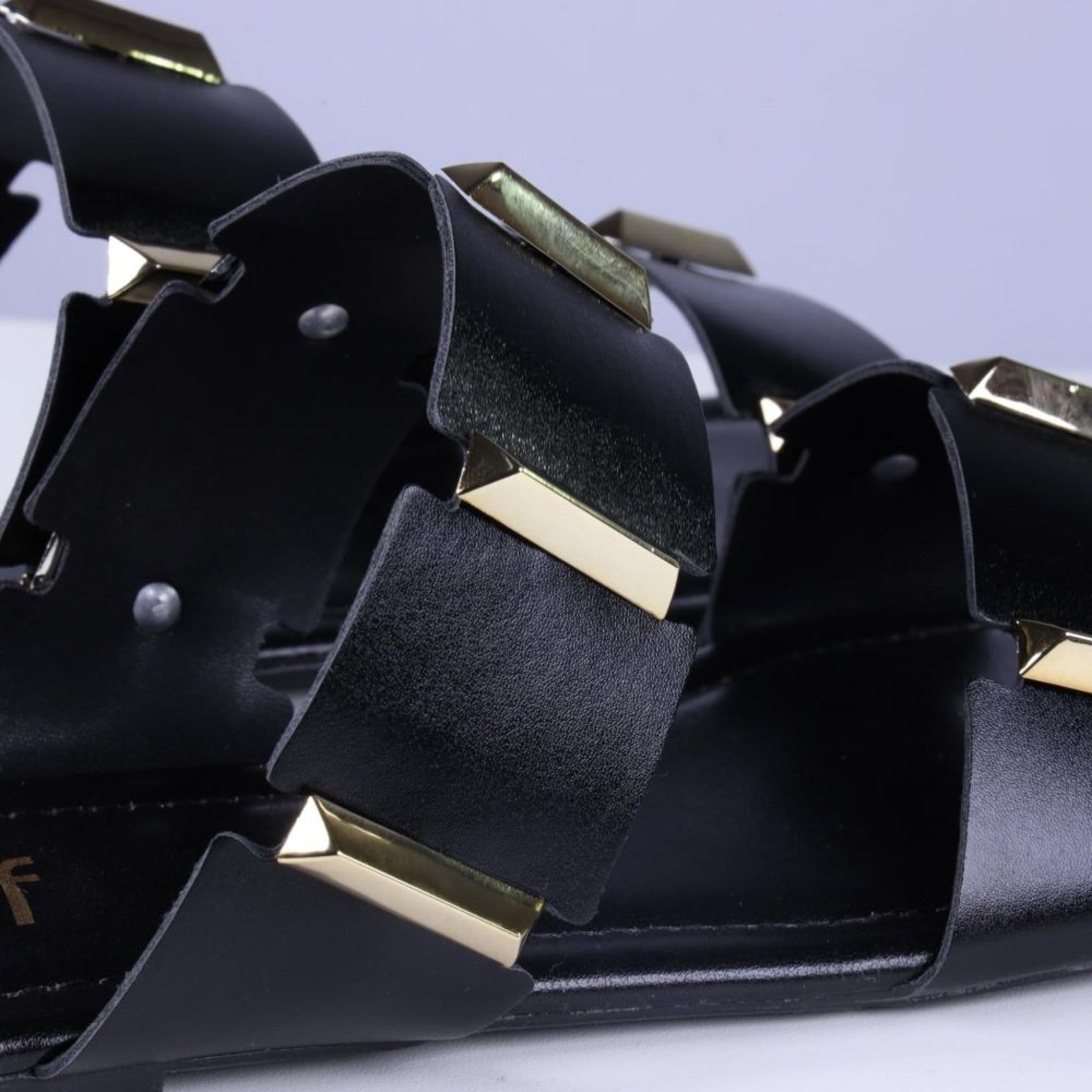 Vista 2 Sandália Rasteira Feminina Zariff 1552039252 Preto/Ouro Zariff incolor