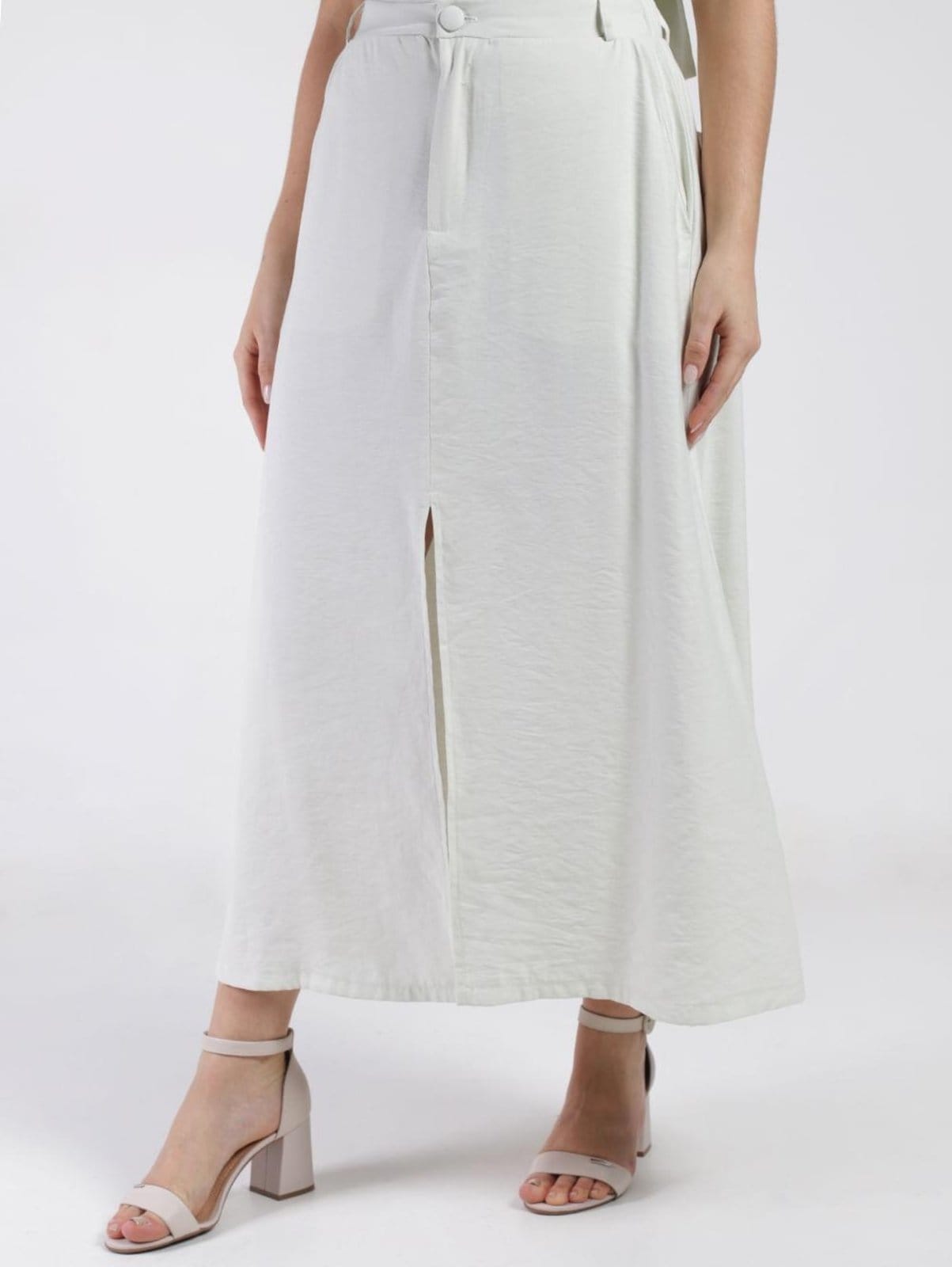 Vista 2 Saia Alongada Com Fenda Autentique Feminina AREIA Autentique amarelo