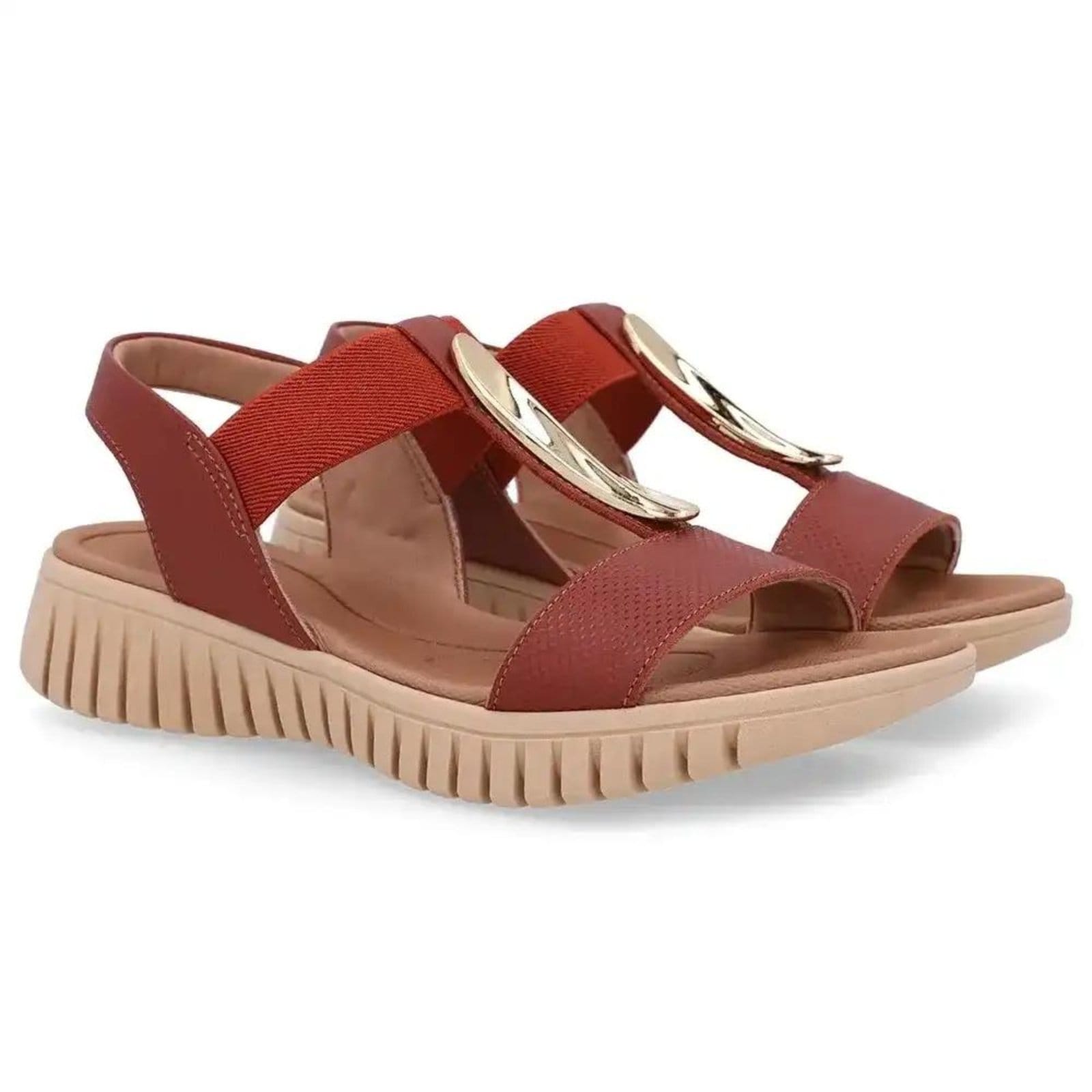 Vista 2 Sandália Usaflex Detalhe Tratorada Feminina Usaflex marrom