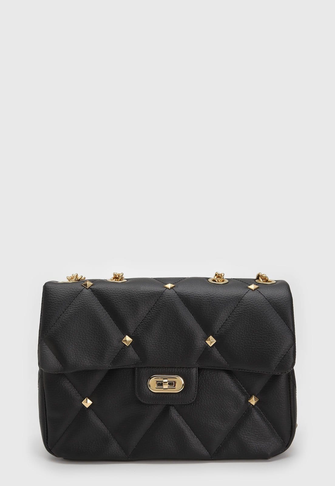 Vista 2 Bolsa Feminina Maria Milão Spike Matelassê Preta Maria Milão café/preto