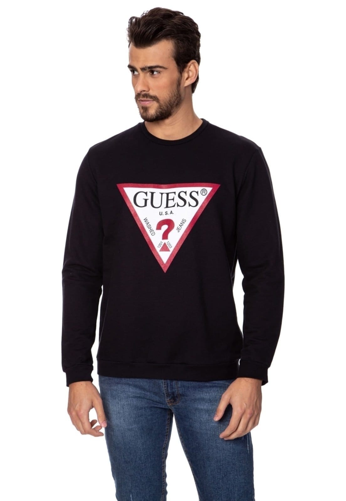 Blusa Guess De Moletom Gola Careca