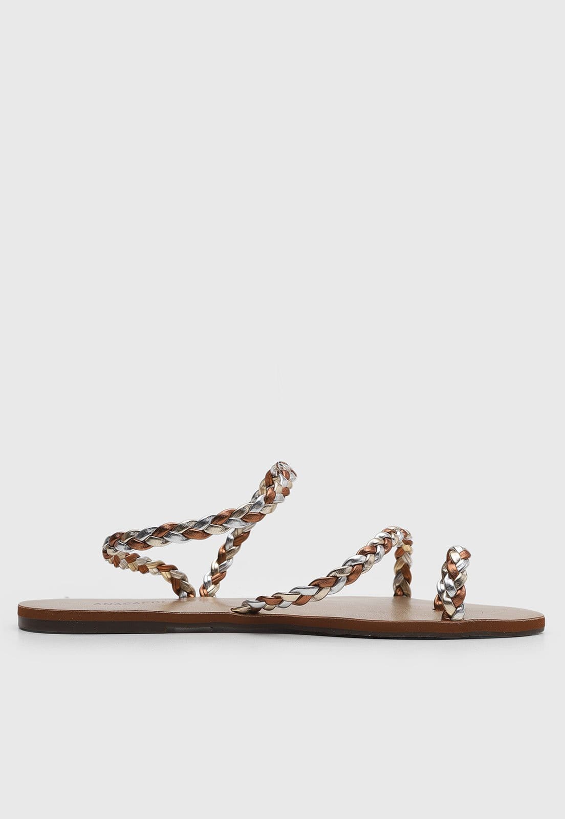 Vista 2 Rasteira Feminina Anacapri Tiras Trançadas Metalizadas Anacapri cobre