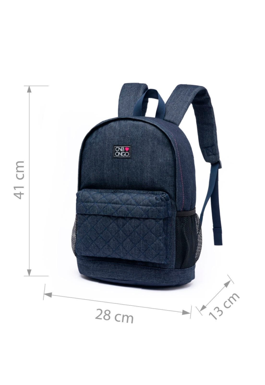 Vista 2 Mochila Feminina Onbongo Grande Bolsa Escolar Faculdade Trabalho Onbongo azul