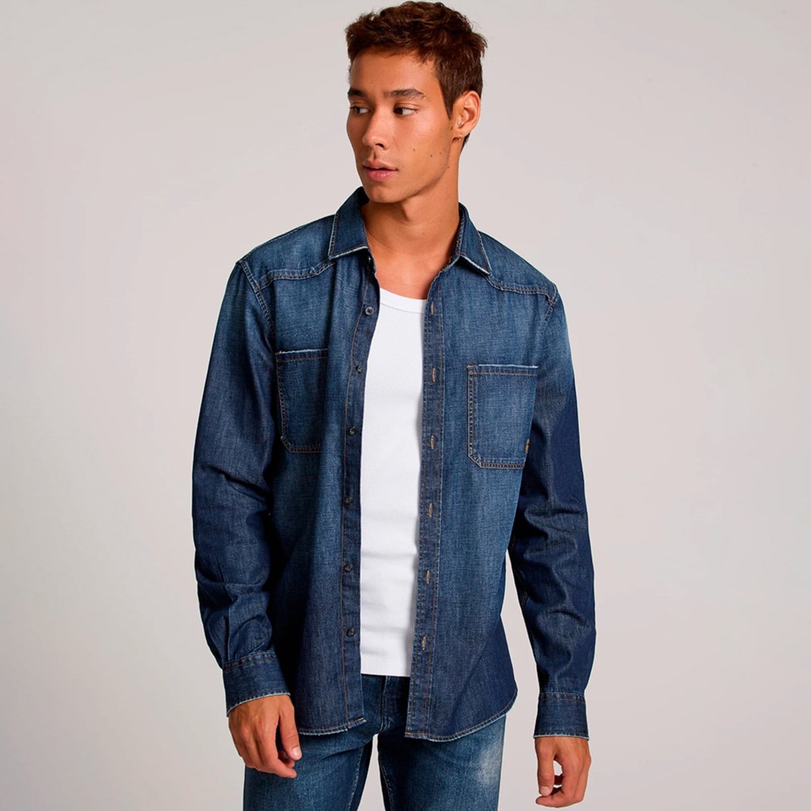 Vista principal Camisa John John Slim Phoenix Ou25 Masculino John John azul