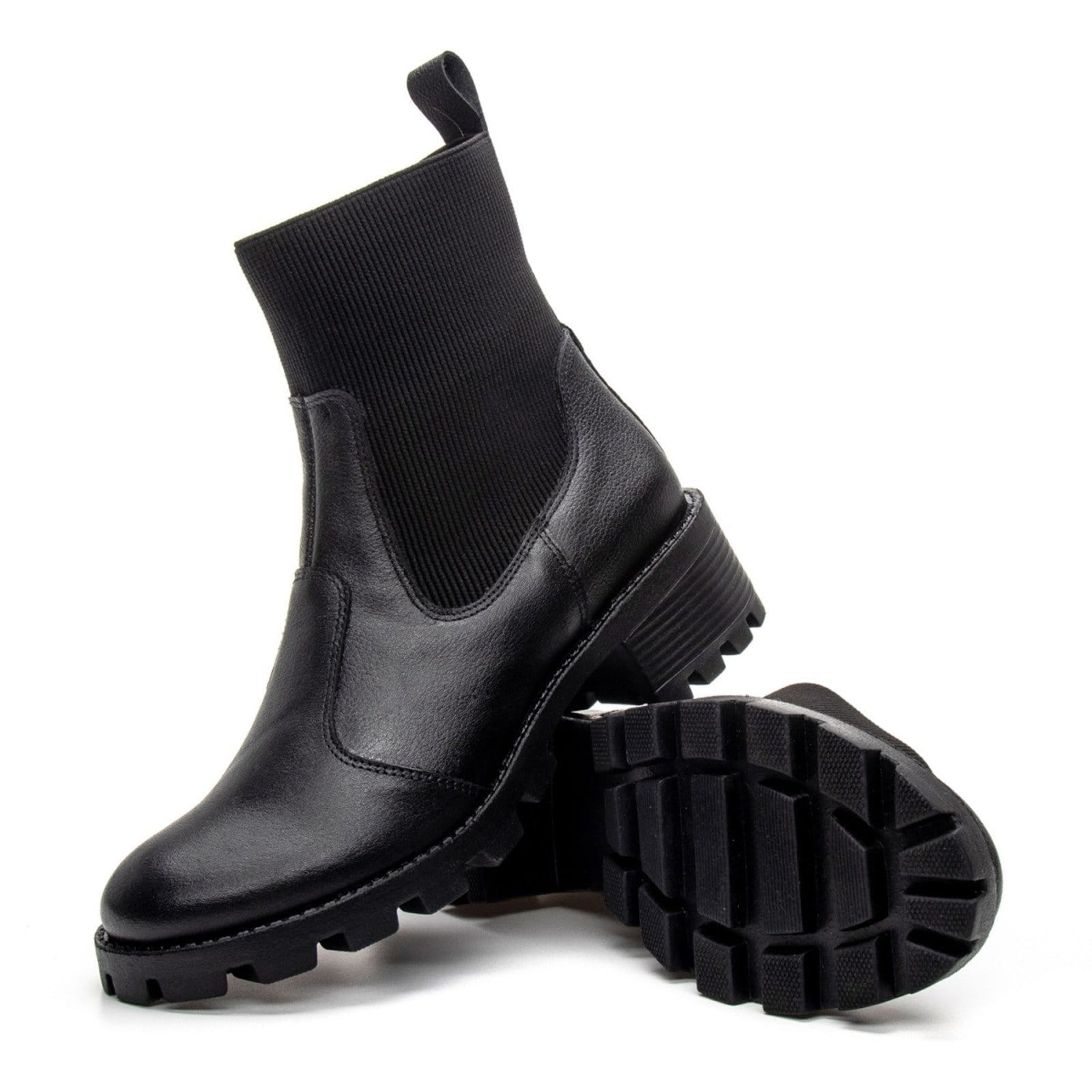 Bota Coturno Tratorada Feminina em Couro