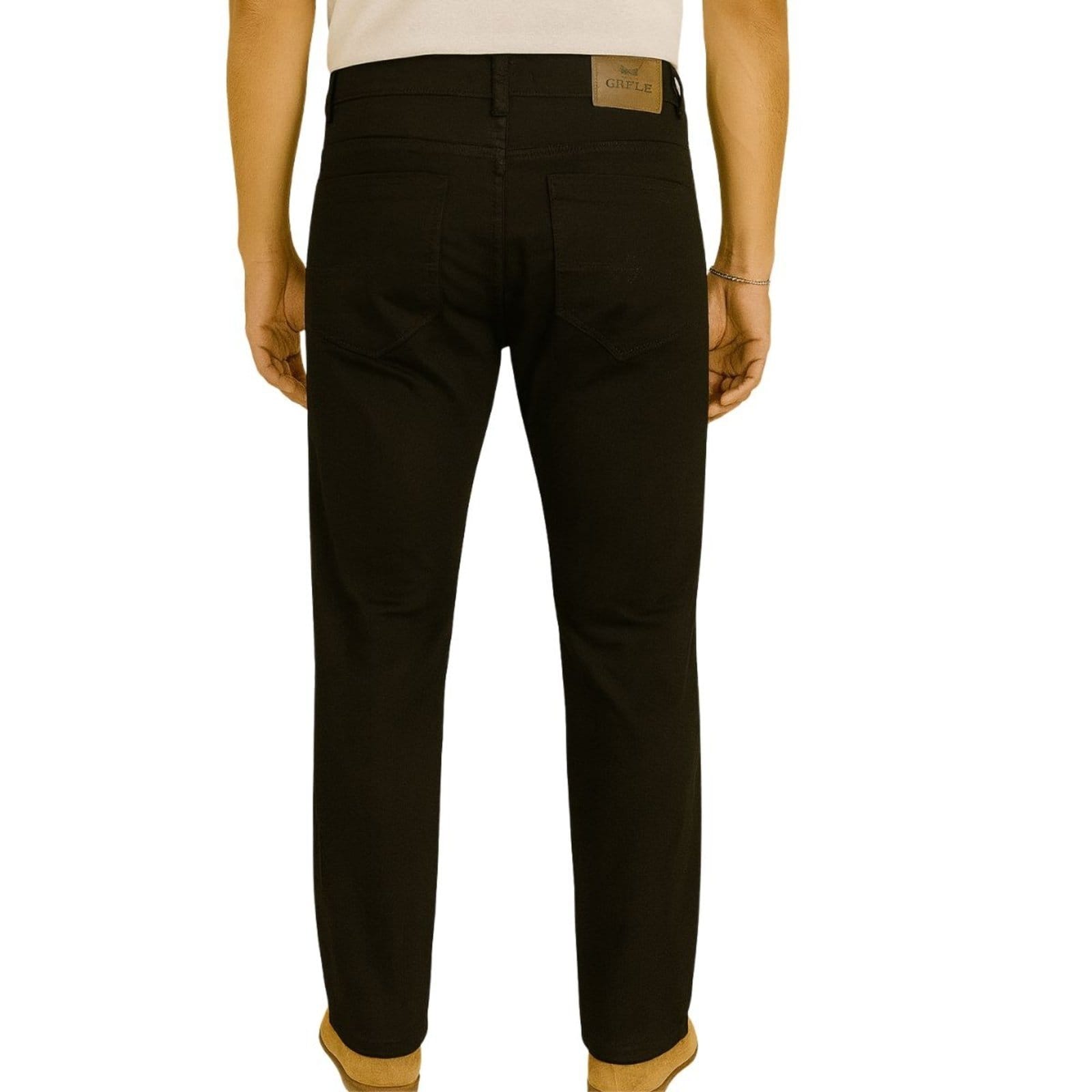 Vista 2 Calça Masculina Vih Triny Preta Slim Fit em Sarja com Elastano Conforto e Estilo Casual Vih Triny preto