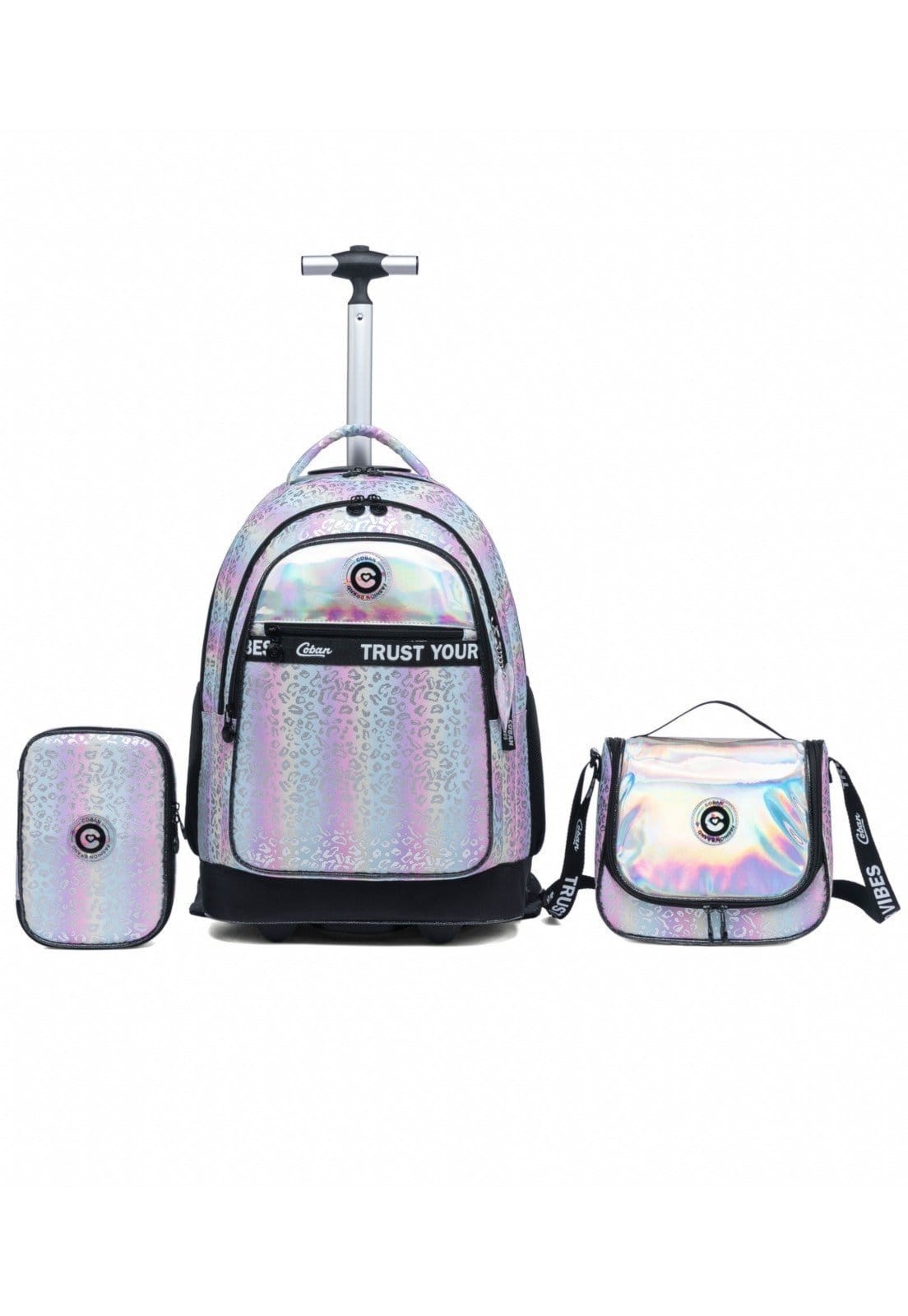 Kit Mochila Rodinhas Escolar Juvenil Resistente Grande