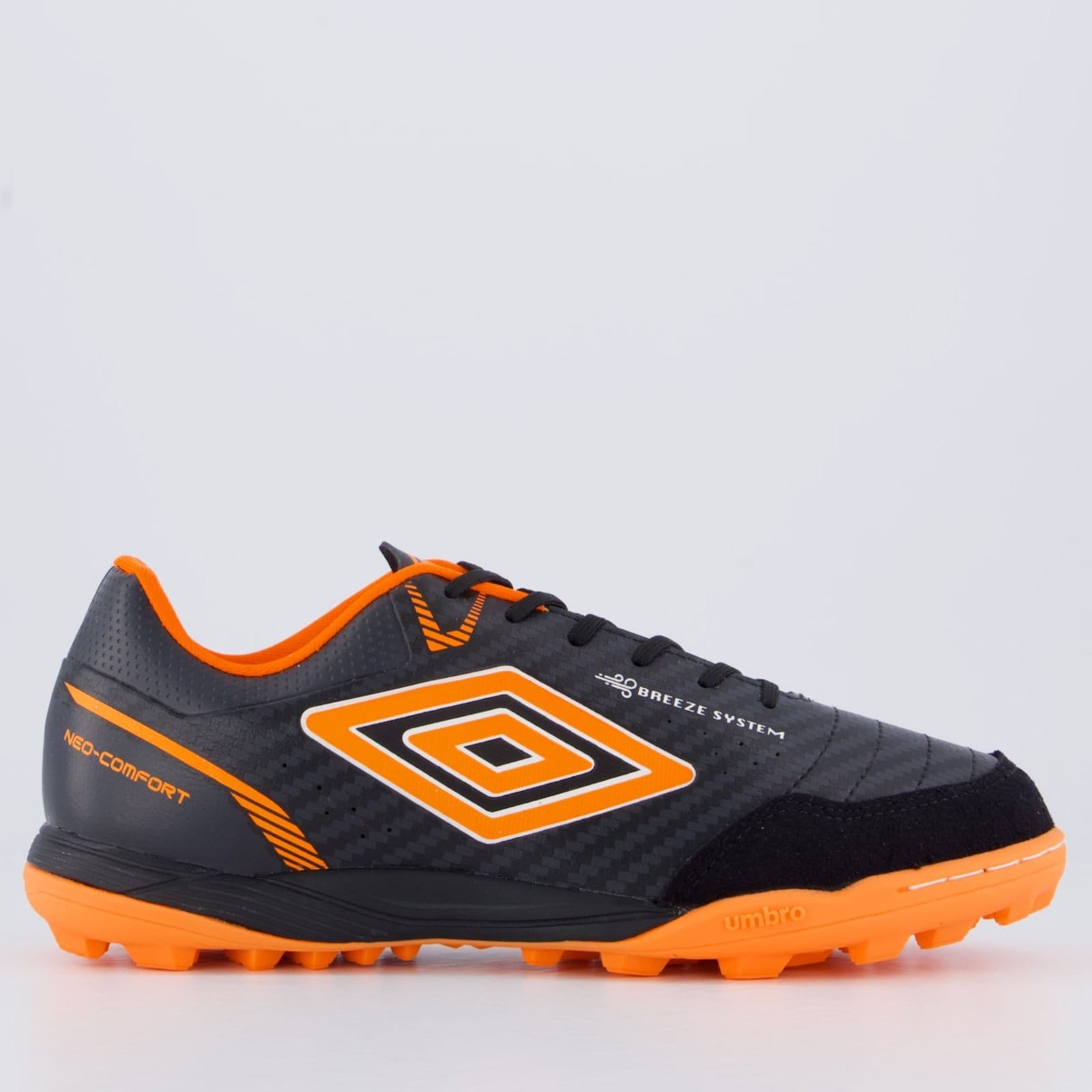Chuteira Umbro Neo-Confort Society Preta e Laranja