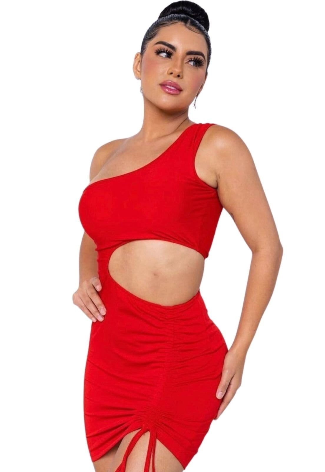 Vestido Summer Body Ombro Decote Reto Franzido Na Lateral Bojo