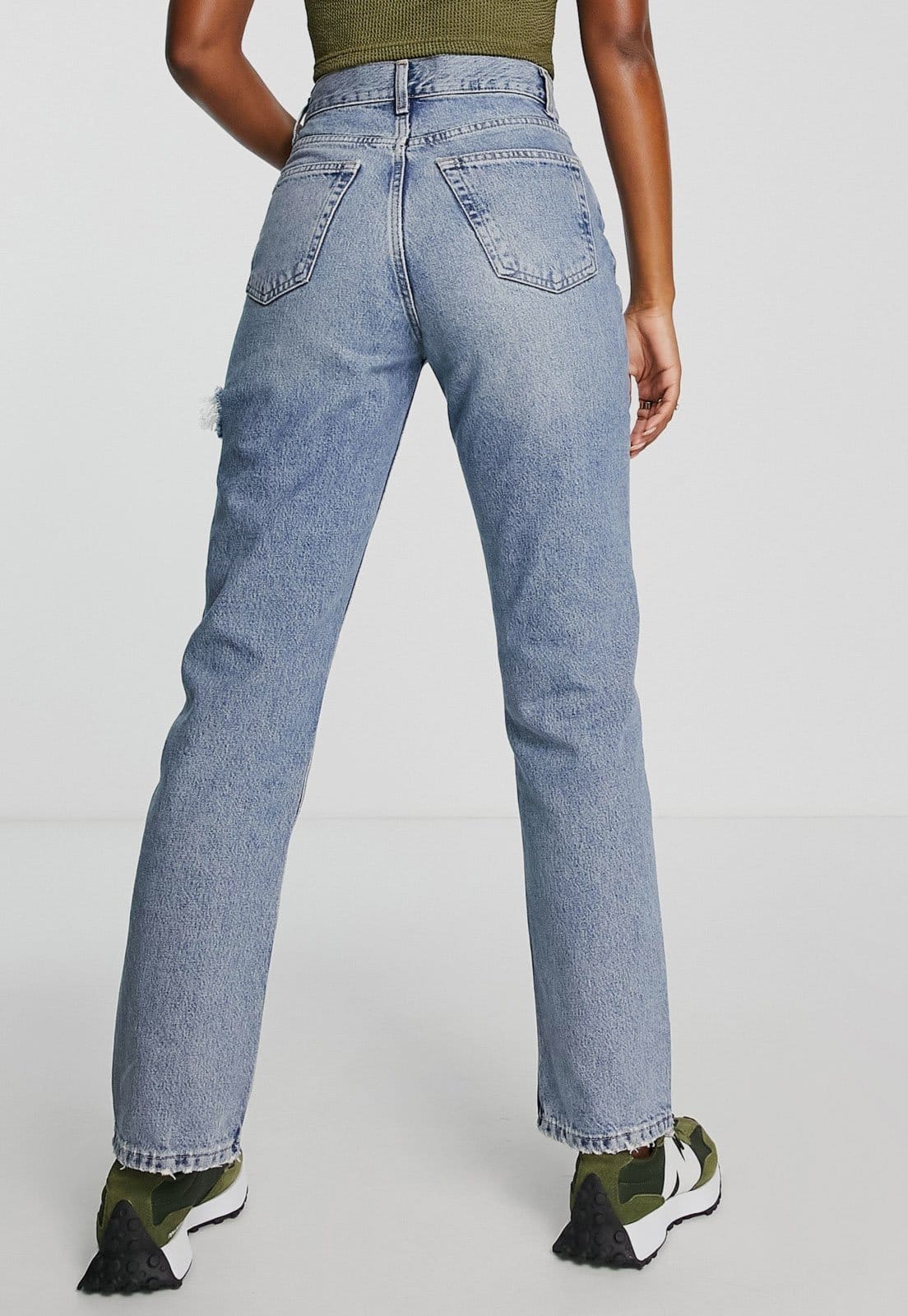 Vista 2 Calça Jeans TOPSHOP Reta Destroyed Topshop azul