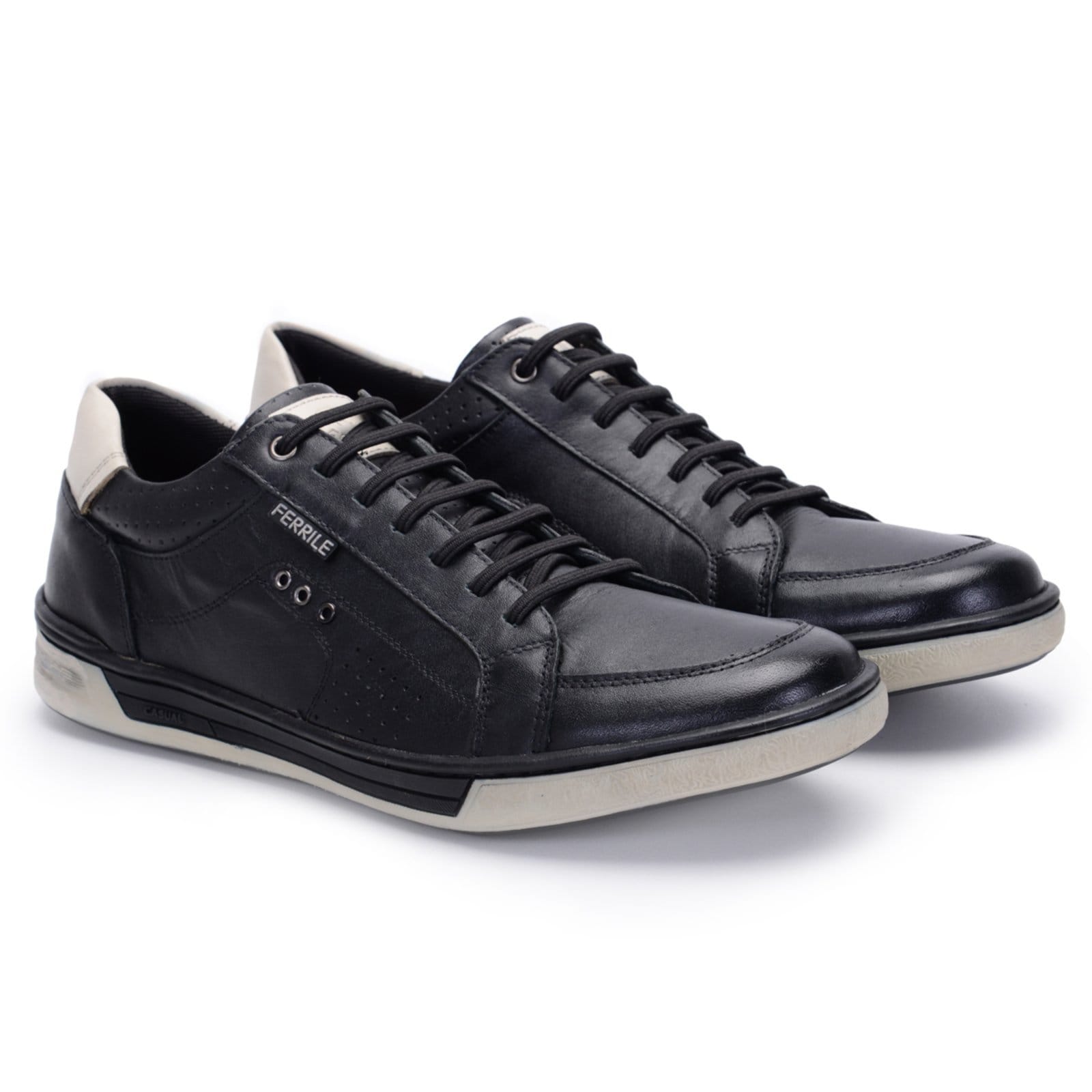 Vista 2 Sapatênis Tênis Casual Ferrile Couro 15303 Ferrile preto