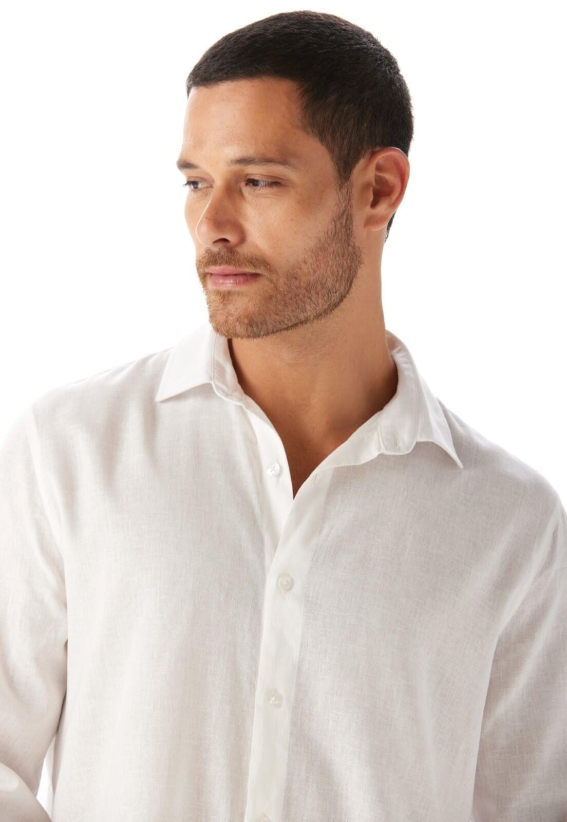 Camisa Linho Regular Manga Longa Traymon Claro