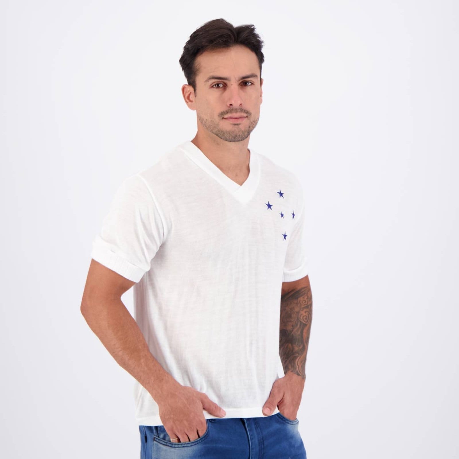 Vista 2 Camisa Cruzeiro Retrô 1966 Branca Oldoni branco