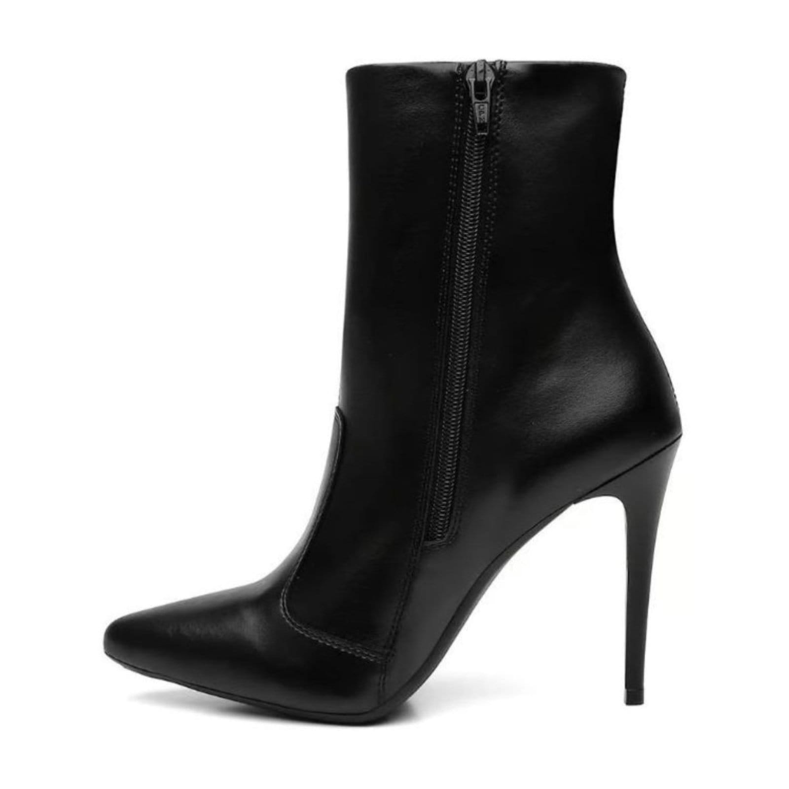 Vista 2 Bota Feminina Bico Fino Anna Andrade Salto Alto Lisa Cano Médio Clássica Moda Leve Anna Andrade preto