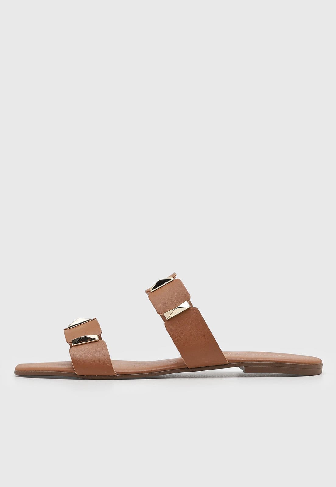 Rasteira Feminina Via Uno Tiras Detalhe Metal