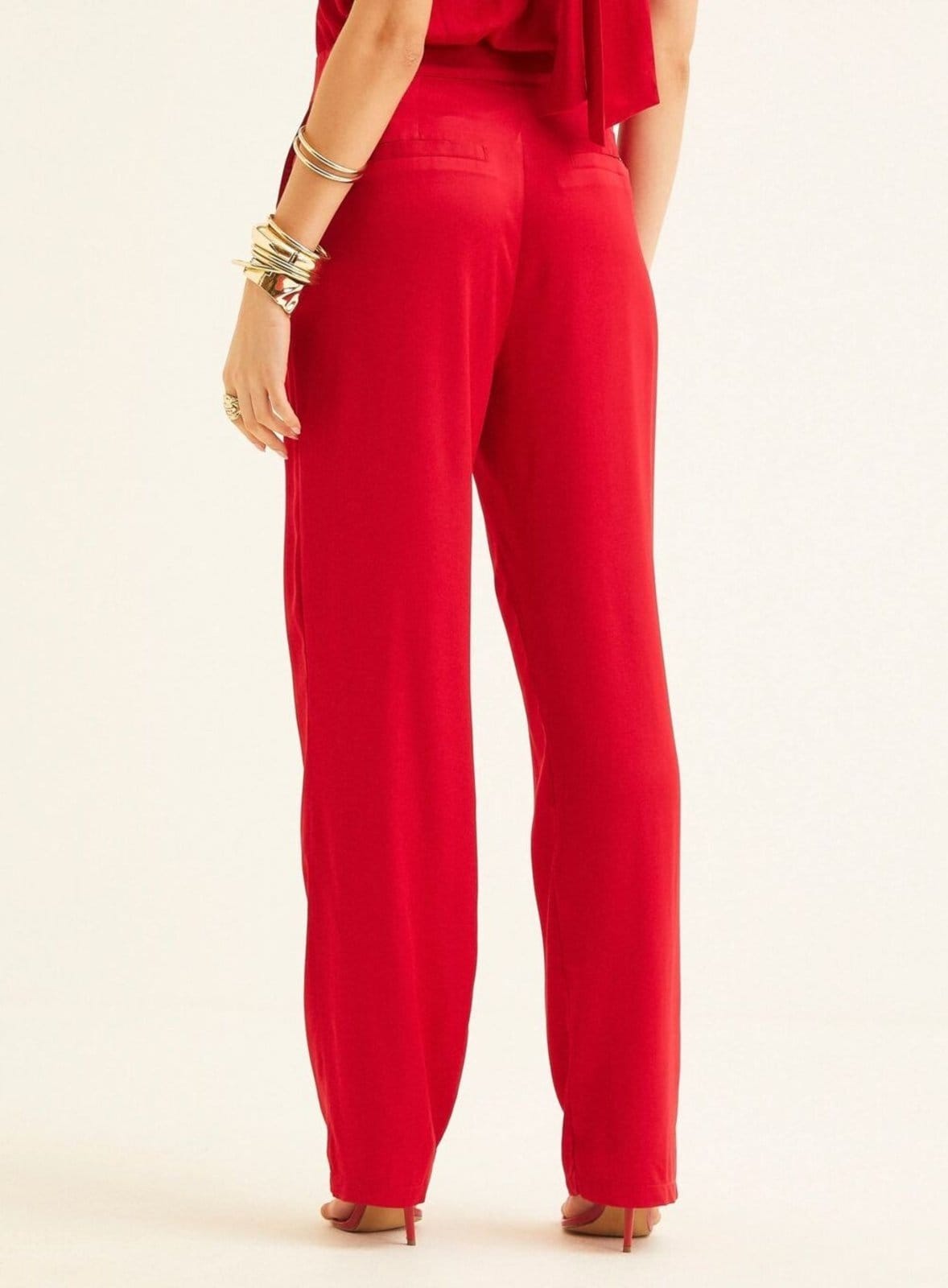 Vista 2 Calca Tecido Feminino Triton Philly Triton vermelho