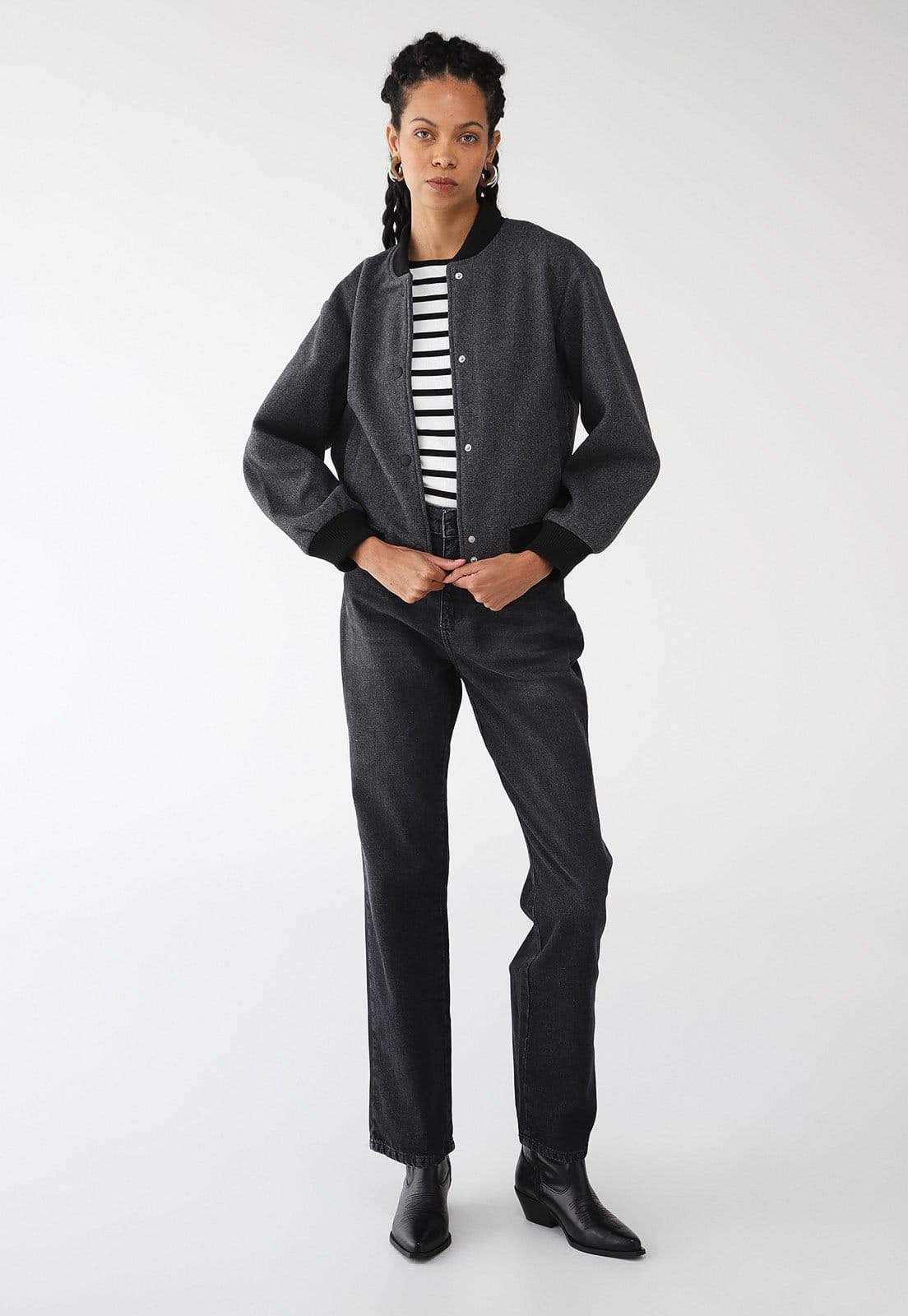 Vista 2 Jaqueta Facinelli Bomber Grafite Facinelli cinza