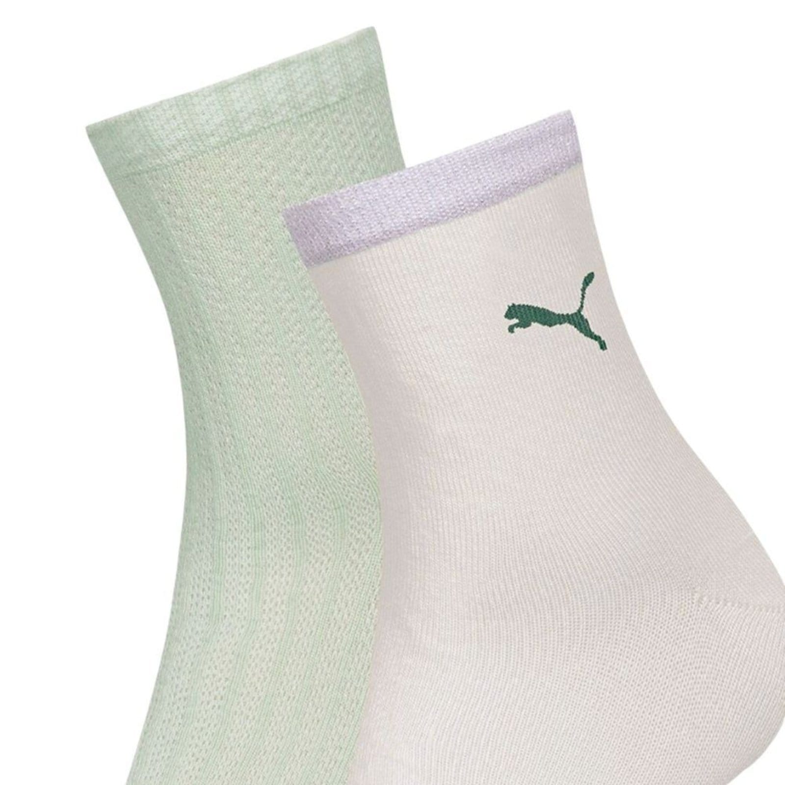 Vista 2 Kit 2 Pares de Meias Puma Esportiva Feminina Puma verde