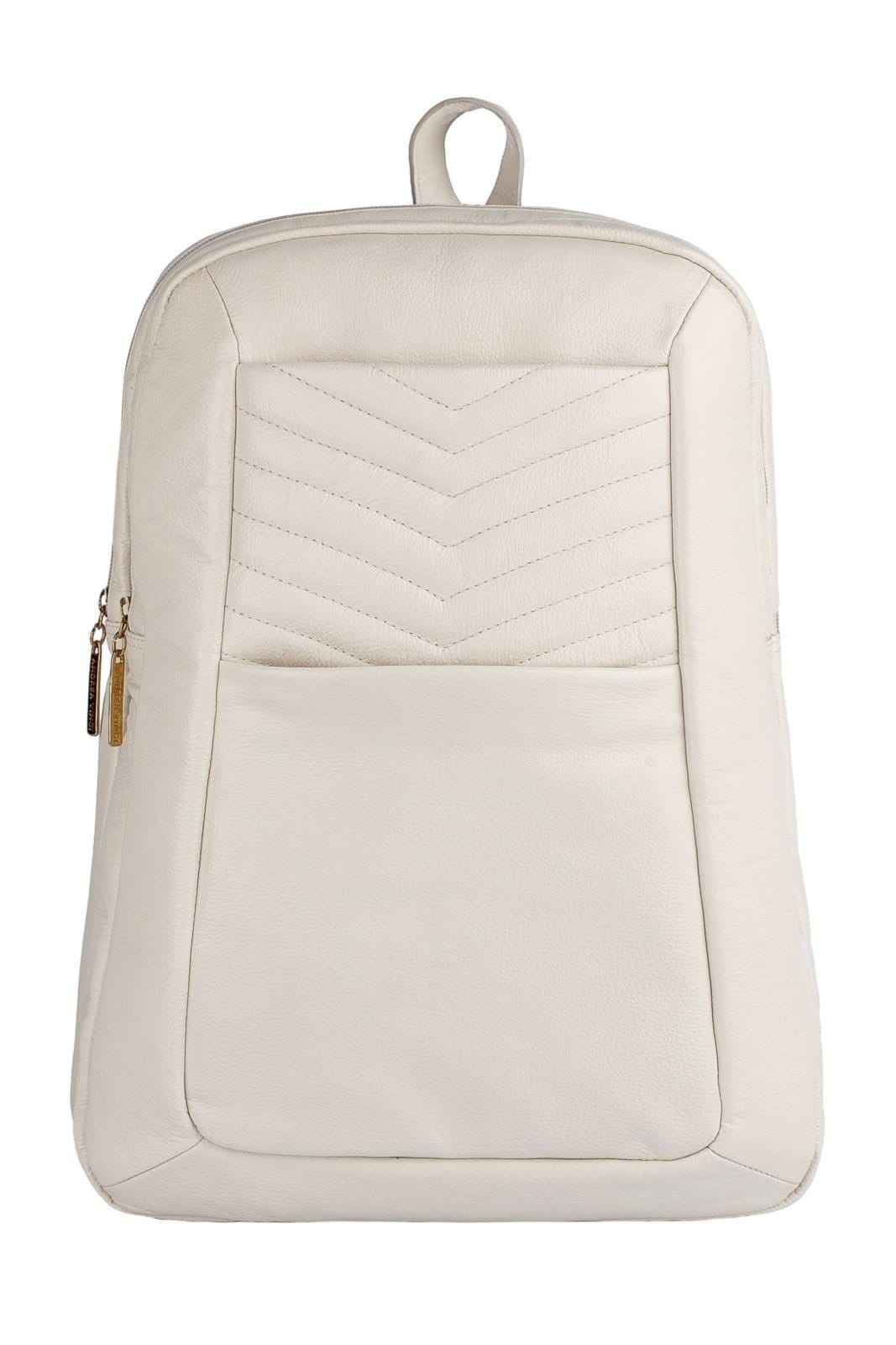 Mochila de couro grande liso slim Patricia - Marfim
