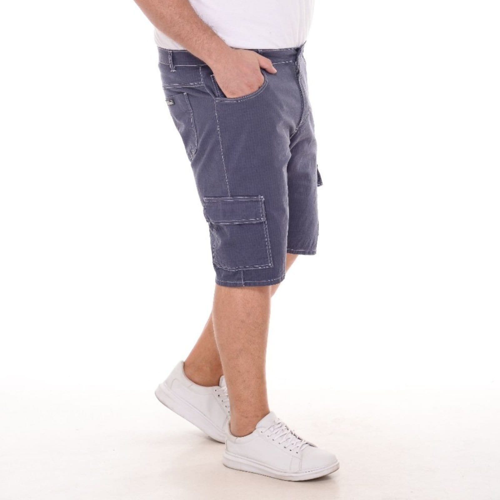 Vista 2 Bermuda Masculina Cargo Na Sarja Collor Jeans Loka cinza