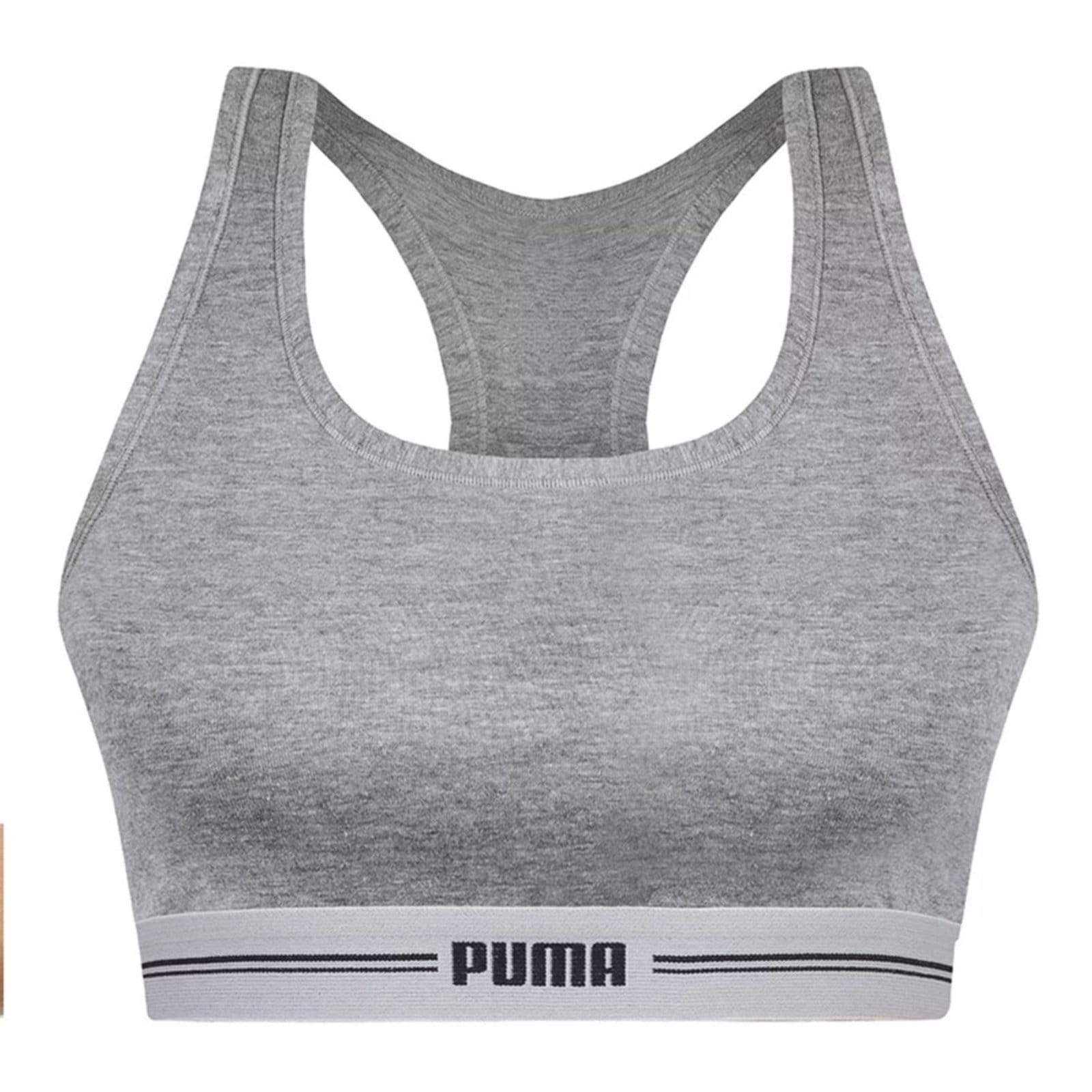 Vista 2 Kit Puma Top Nadador + Calcinha Biquíni Feminino Puma cinza