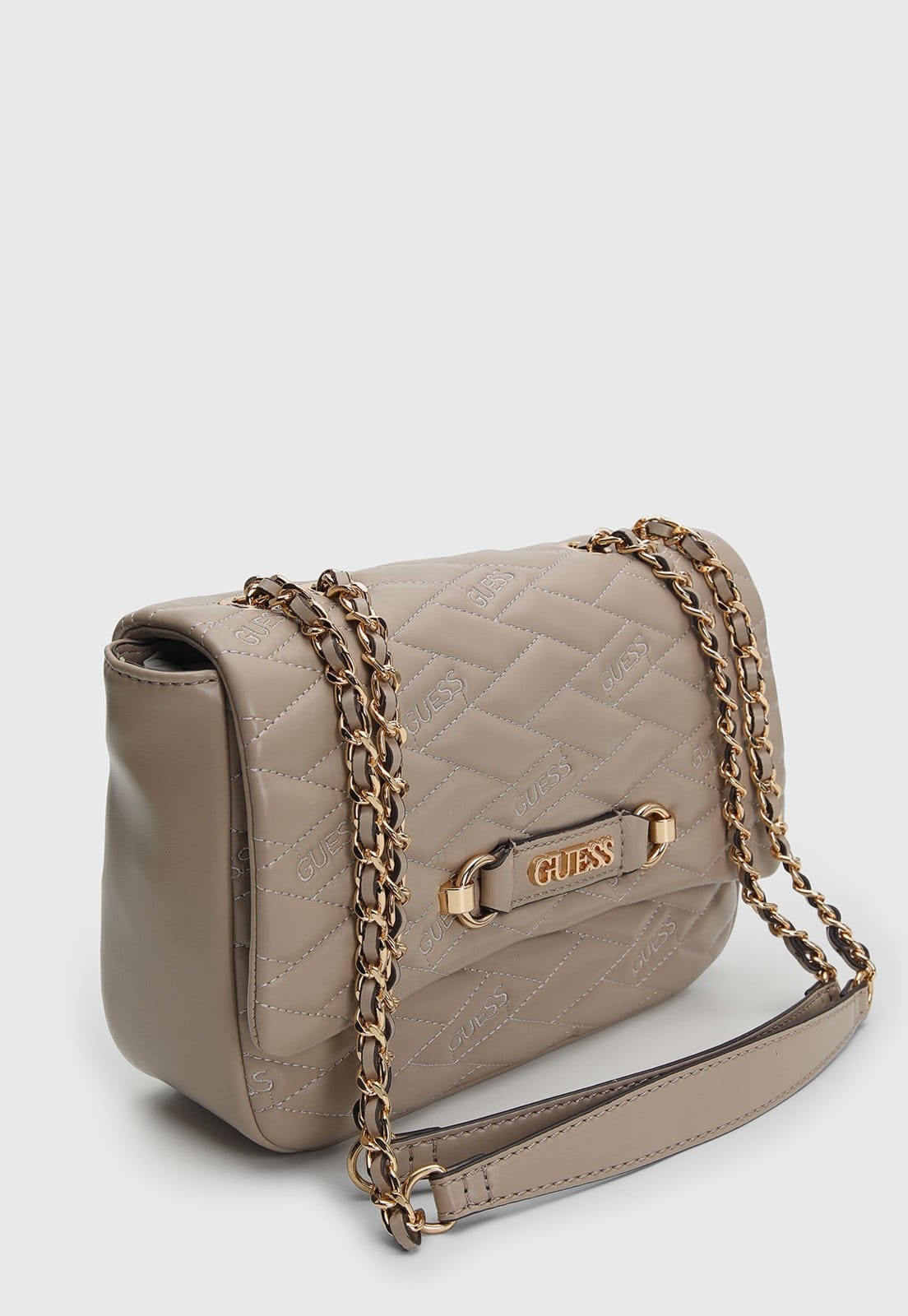 Vista 2 Bolsa Feminina Guess Média Matelassada Taupe Guess bege