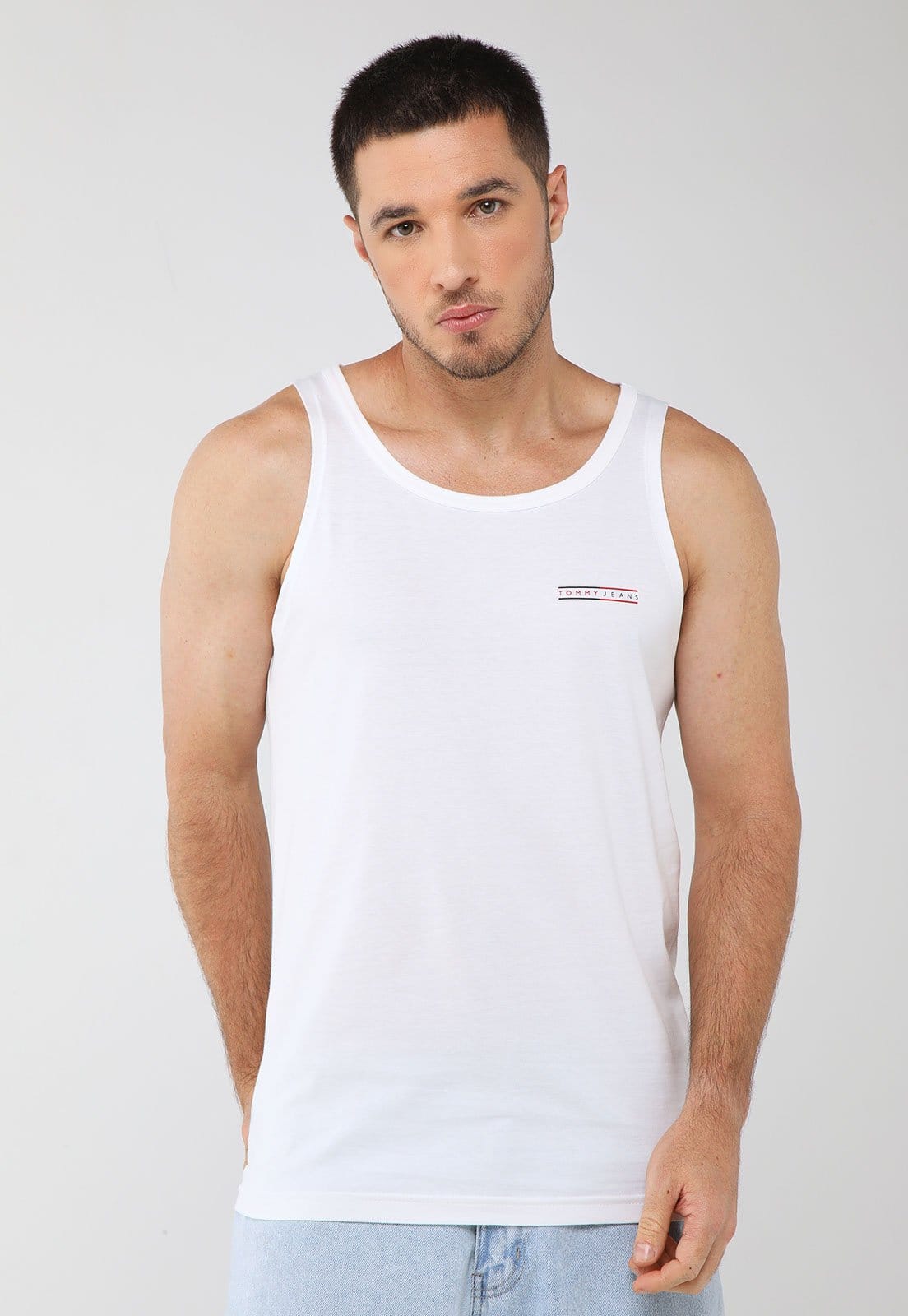 Regata Masculina Tommy Jeans Slim Logo Branca