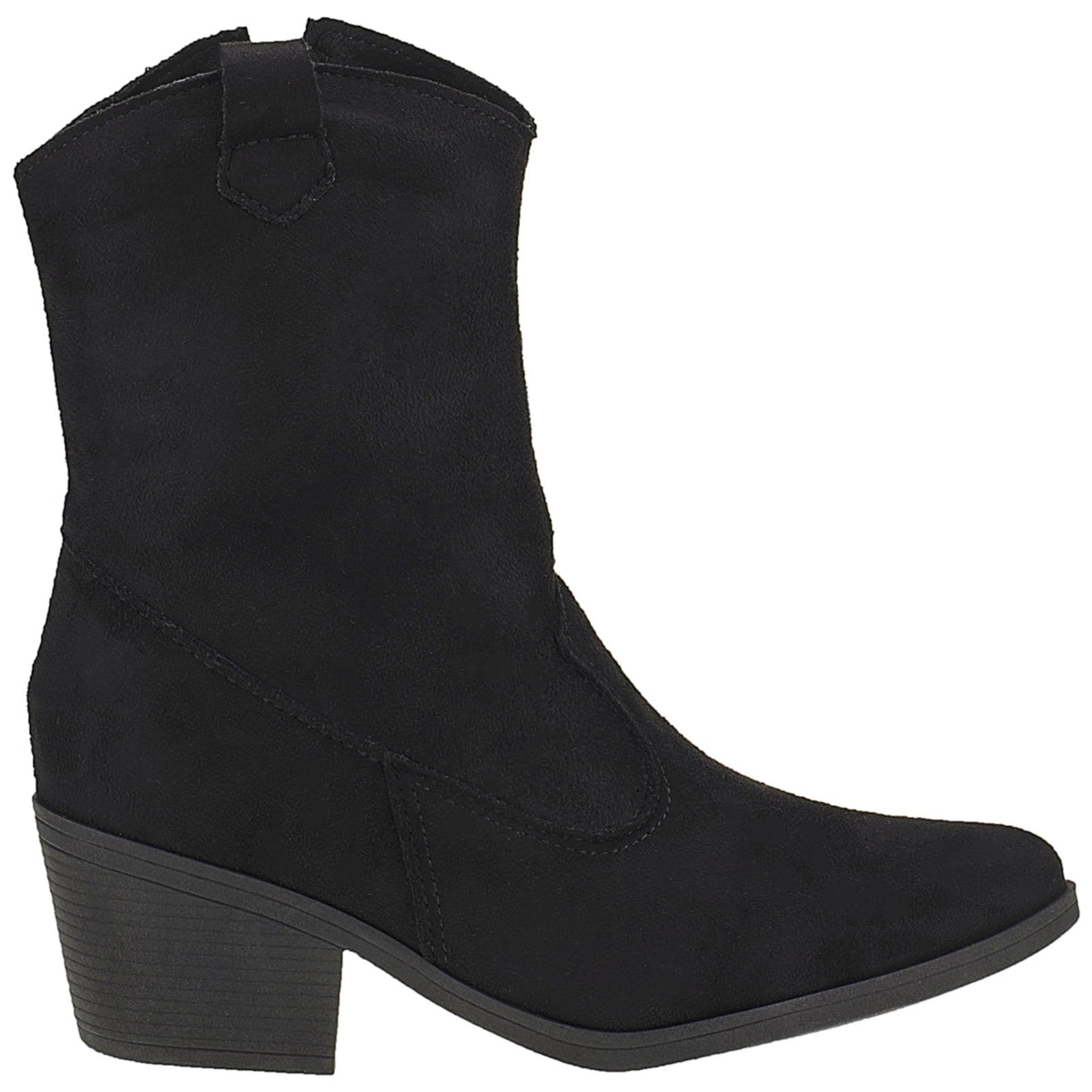 Vista 2 Bota Texana Lóris Shoes Cano Curto Moda Country Rodeio Bico Fino Camurça LÓRIS SHOES preto