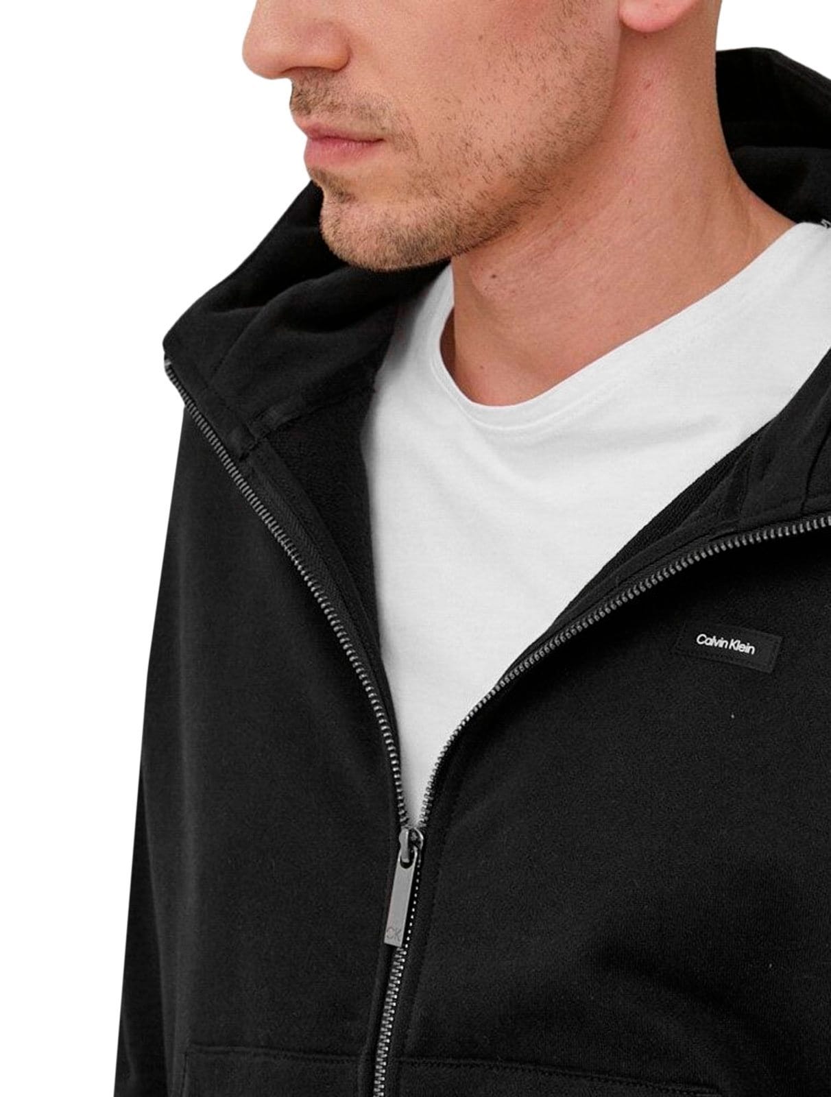 Vista 2 Moletom Calvin Klein Masculino Hoodie Full-Zip CK Tag Calvin Klein preto