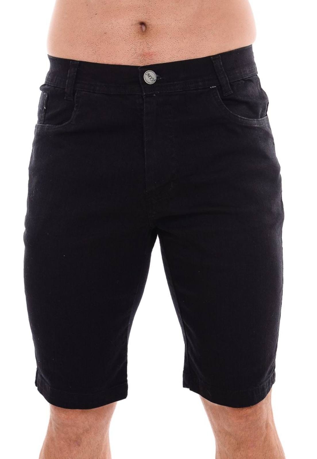 Vista 2 Kit 2 Bermuda Masculina Mys Jeans Confortável Delavê e Preto Ethereal Jeans azul/preto azul