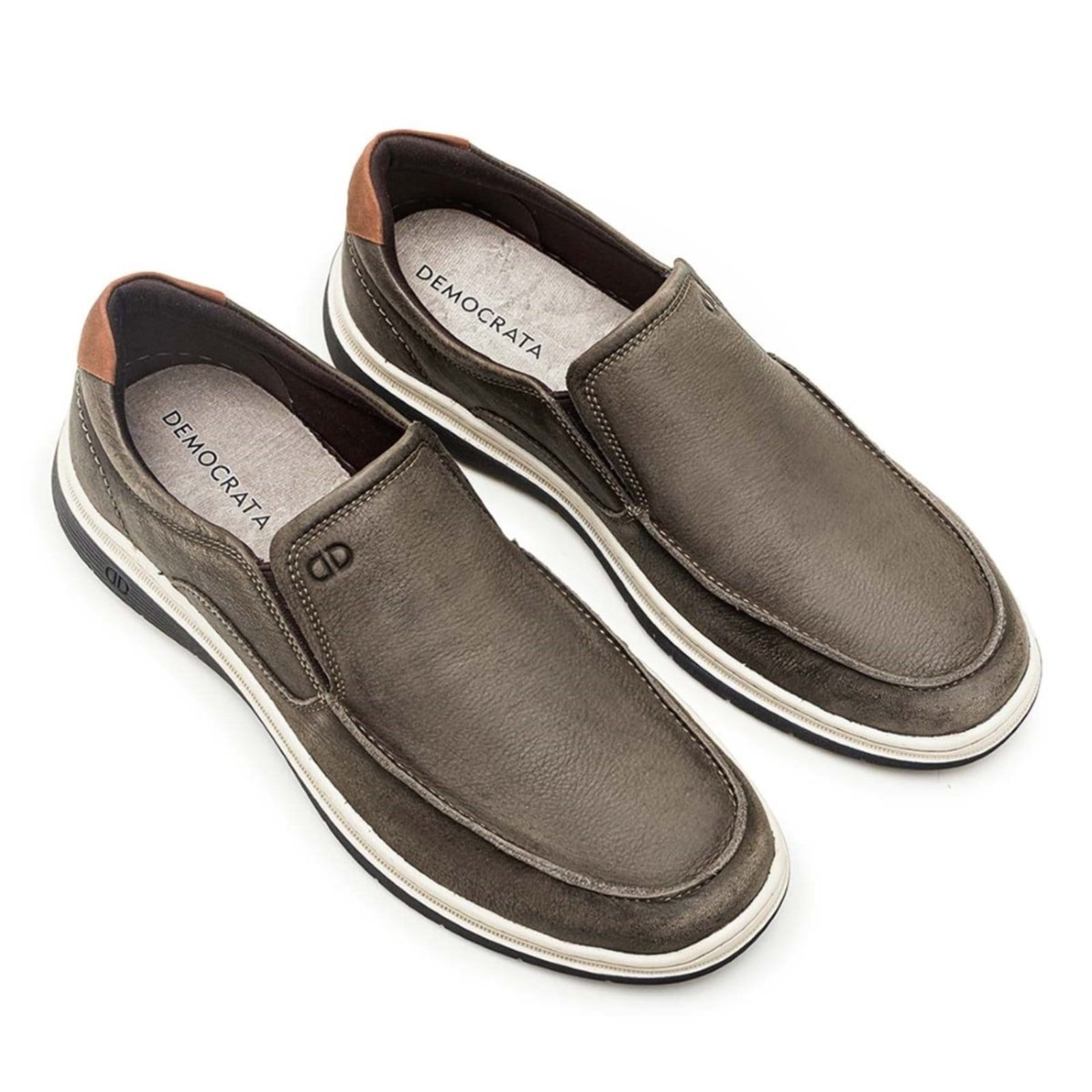 Vista 2 Sapatênis Slip On De Couro Democrata Masculino Easy Leave 245201 DEMOCRATA grafite