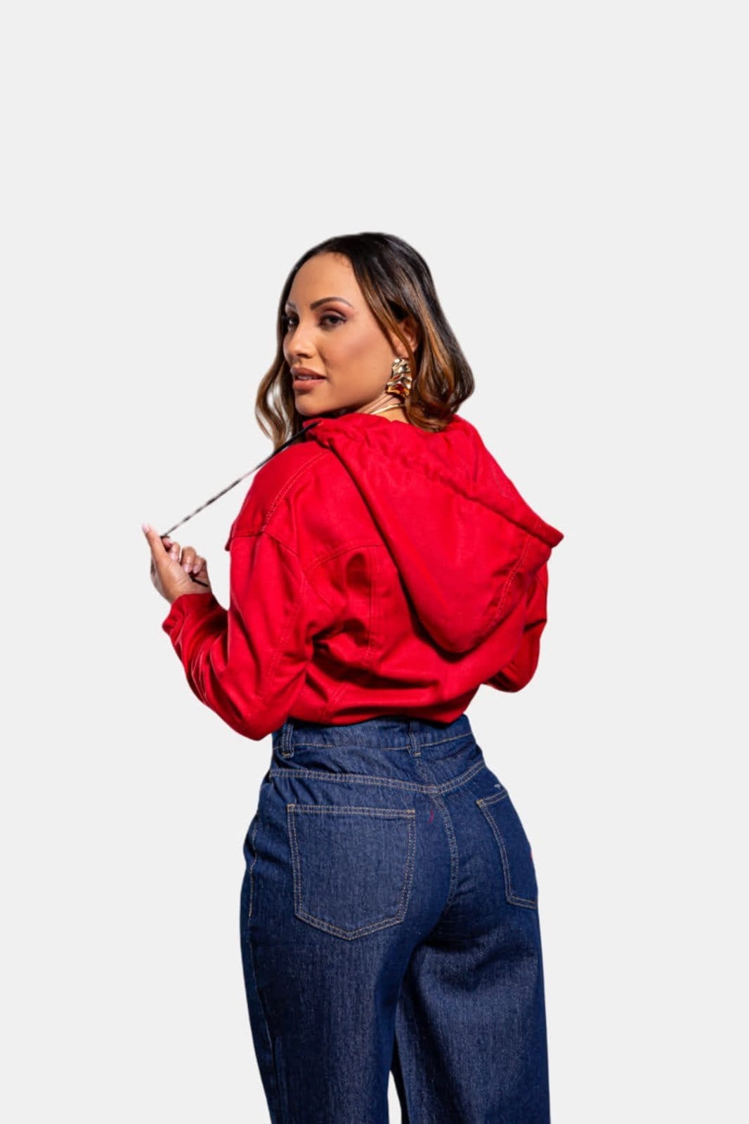 Jaqueta Feminina Razon Jeans Sarja Cropp C/ Capuz
