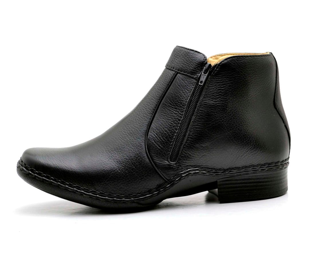 Vista 2 Botina Clube do Sapato de Franca Premium Louvre Preta Clube do Sapato de Franca azul/preto