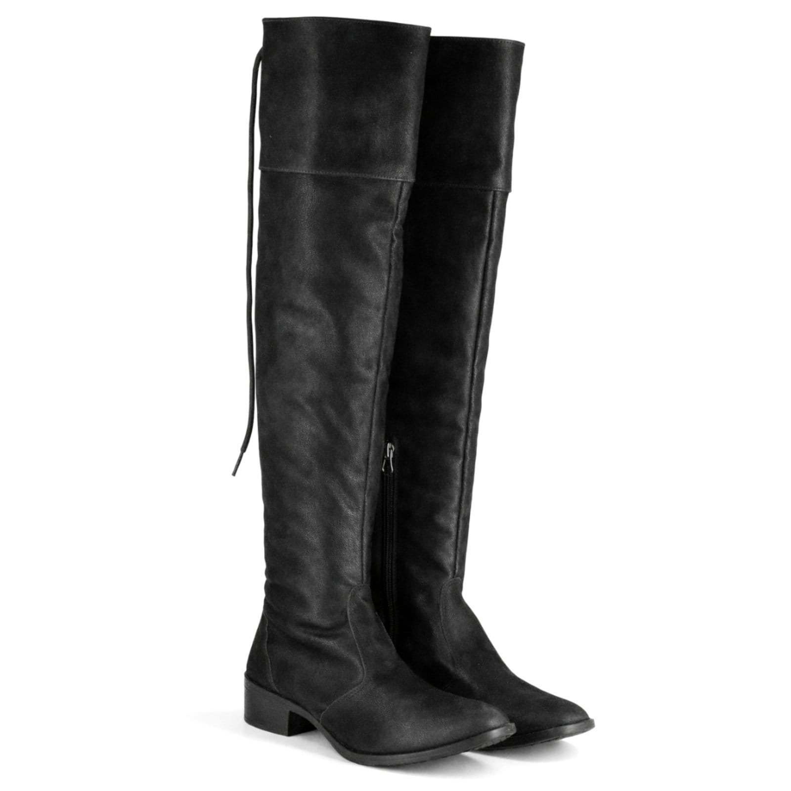 Vista 2 Bota Feminina Longa Montaria Bico Fino Salto Rasteira Sete Sales 001 Nobucado Sete Sales preto