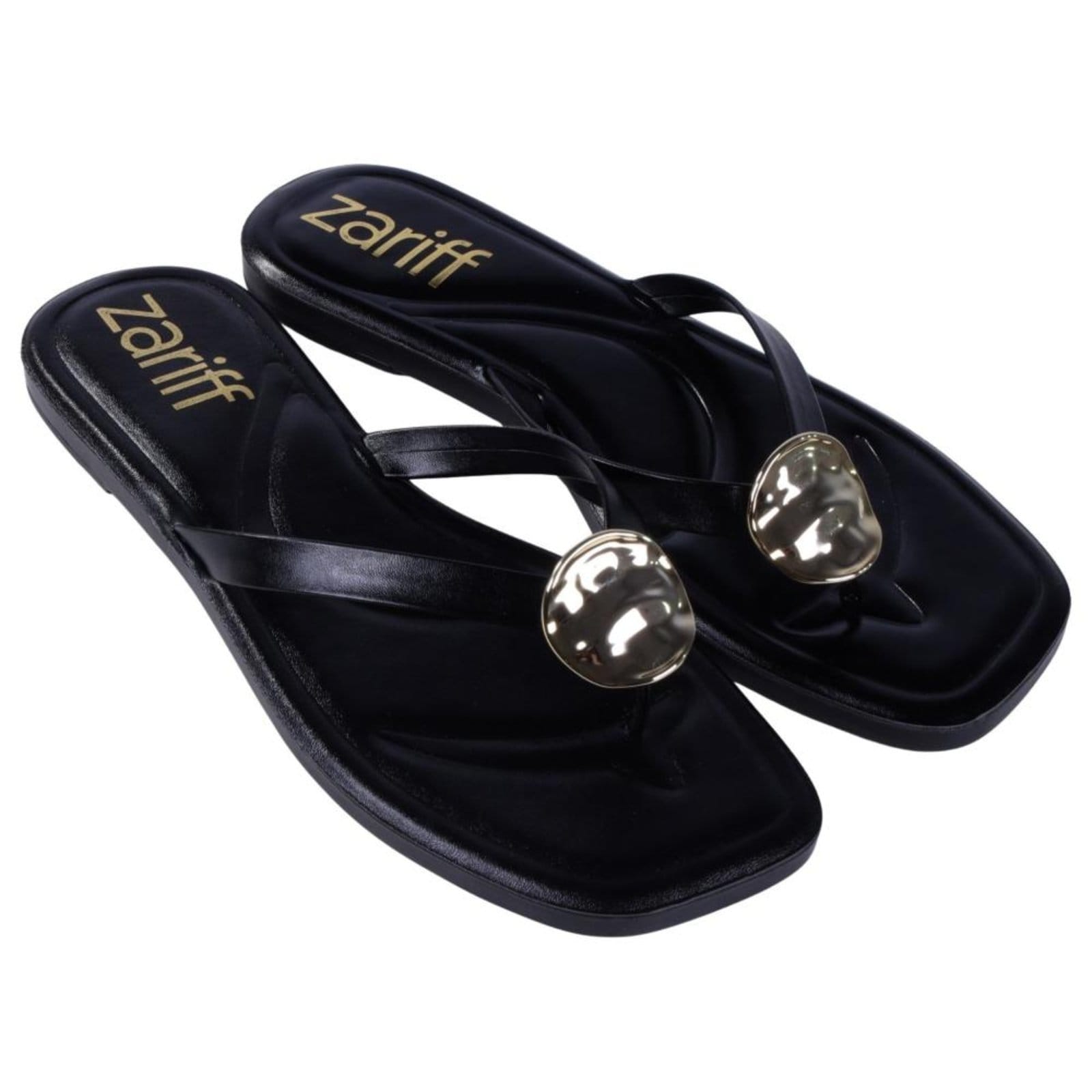 Vista 2 Chinelo Rasteira Feminino Zariff 3055.1047 Brilho Zariff preto