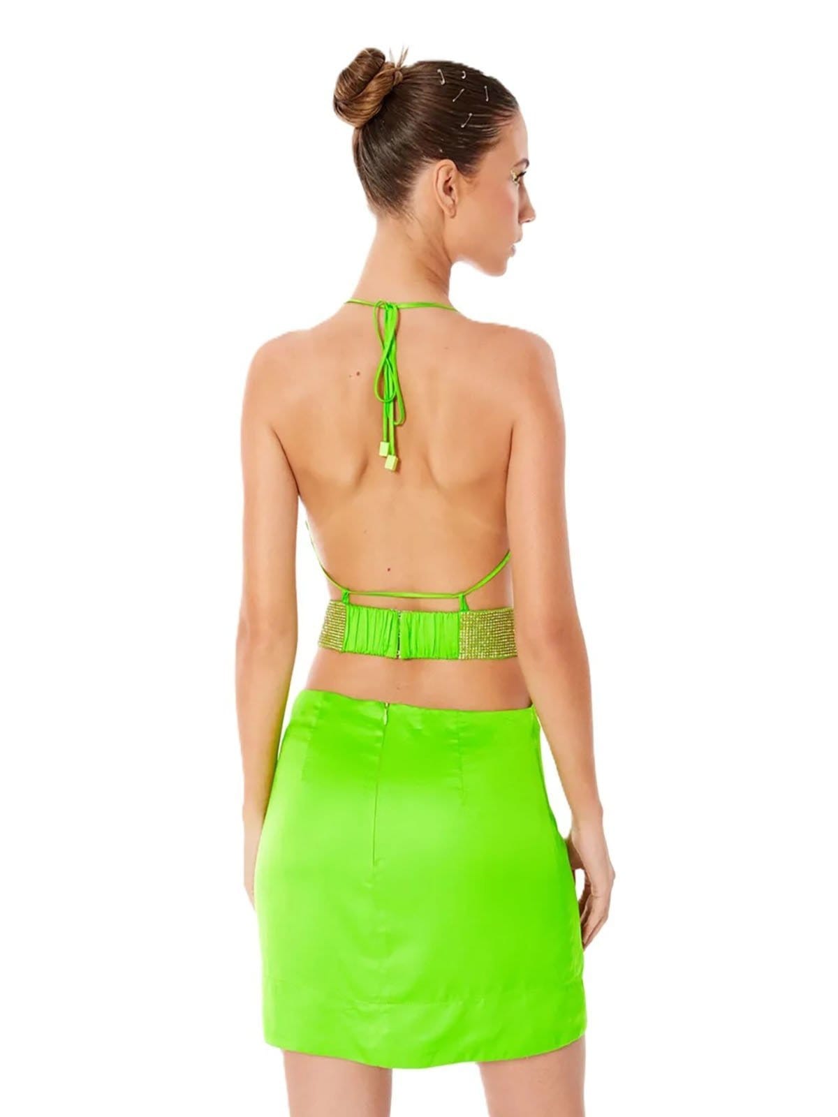 Vista 2 Vestido Open Com Aplicação Em Strass Open verde