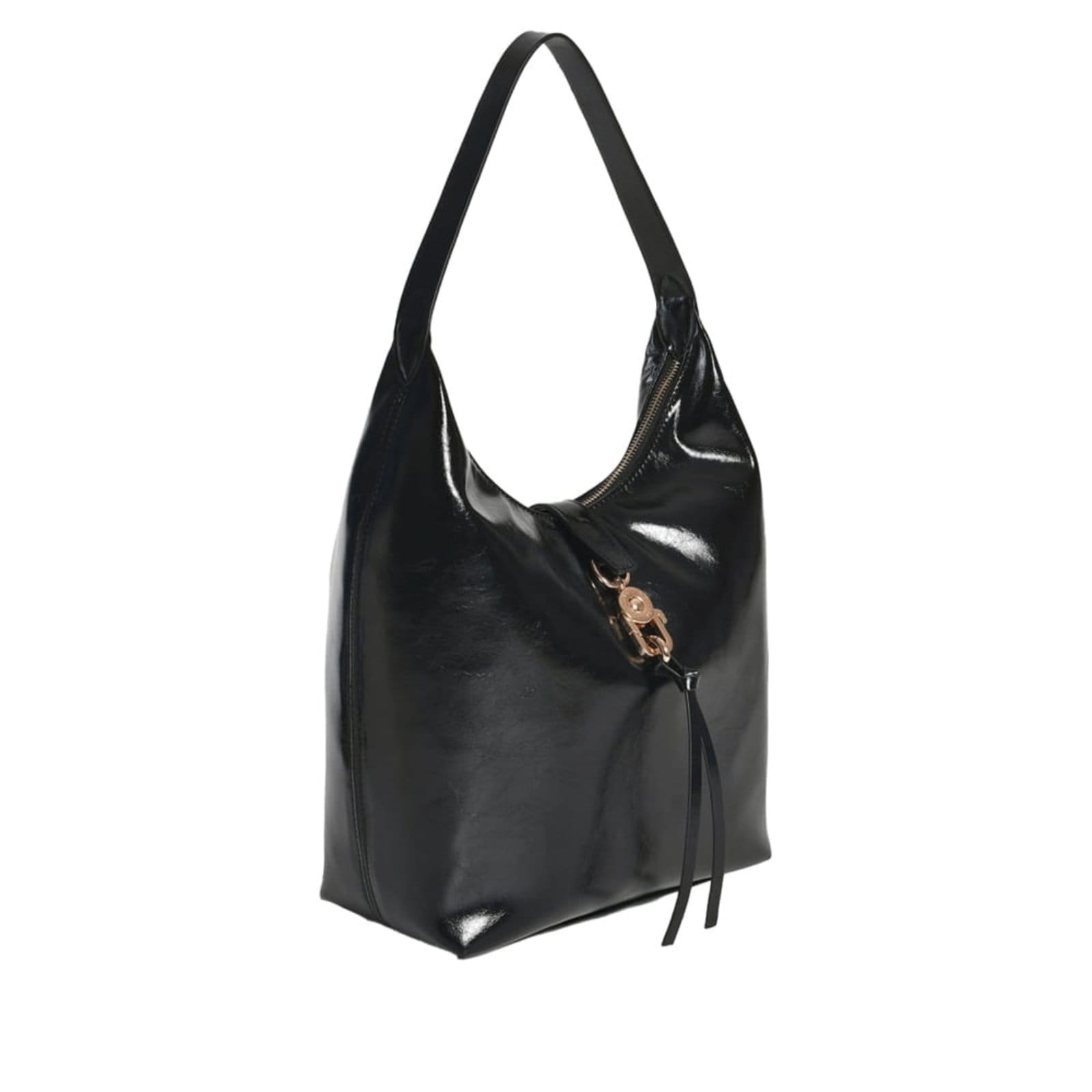 Vista 2 Bolsa Feminina Via Marte Baguete Grande Verniz VIA MARTE preto