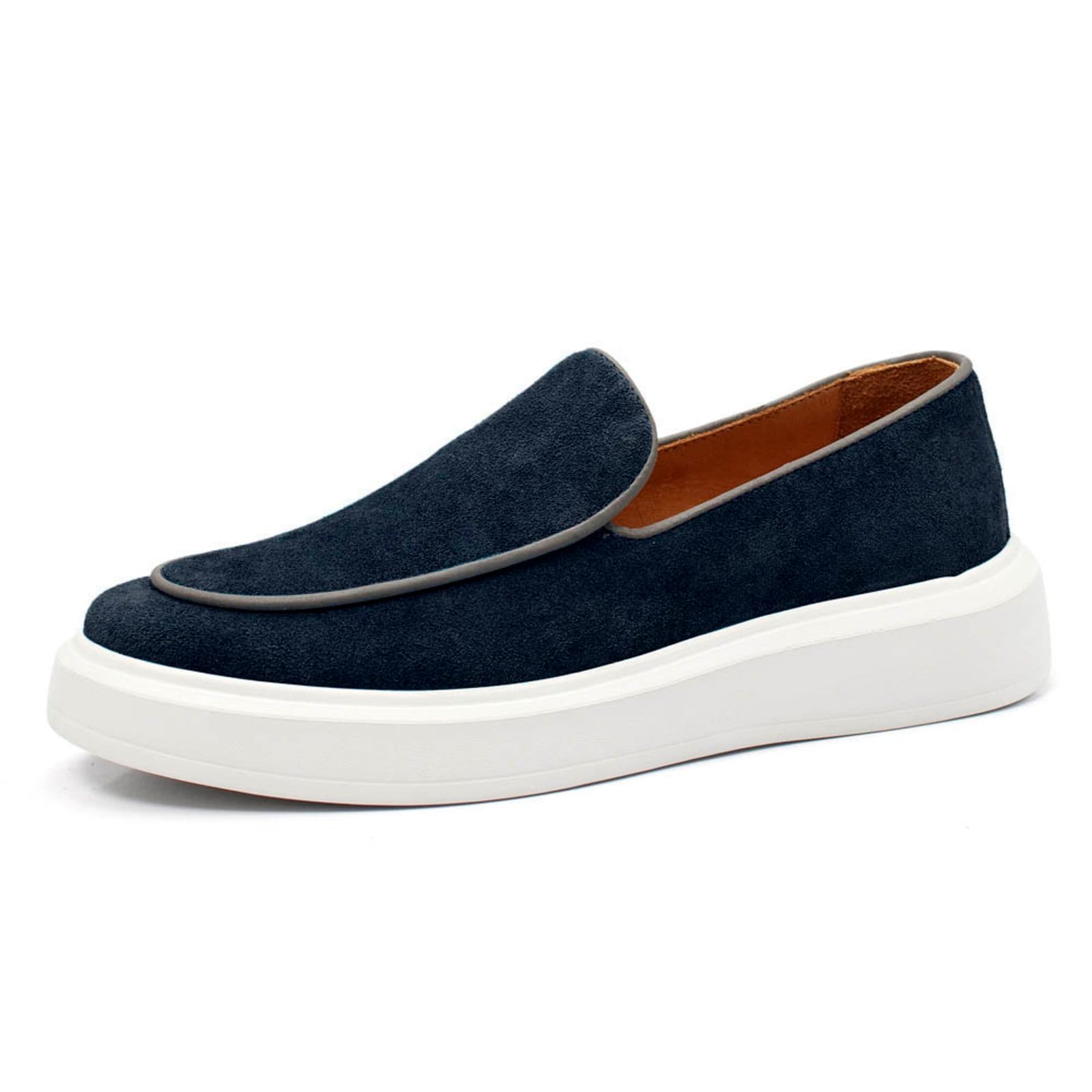Sapatenis Slip On Masculino Tenis Iate Casual Couro Legitimo Marinho