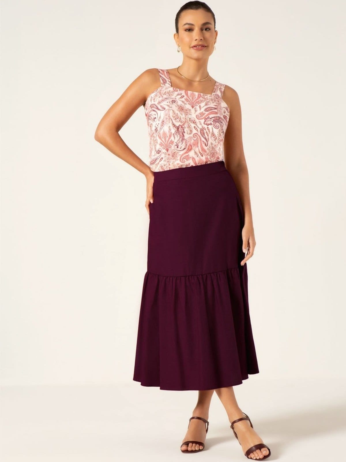 Saia Principessa Maxi Longuete em Tricoline Kauane