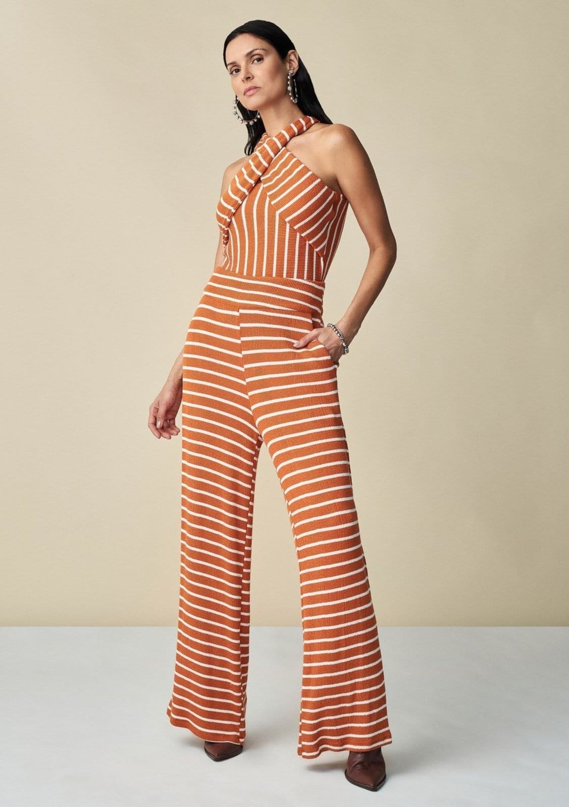 Calça Maria Valentina Pantalona Cós Intermediário Com Elástico