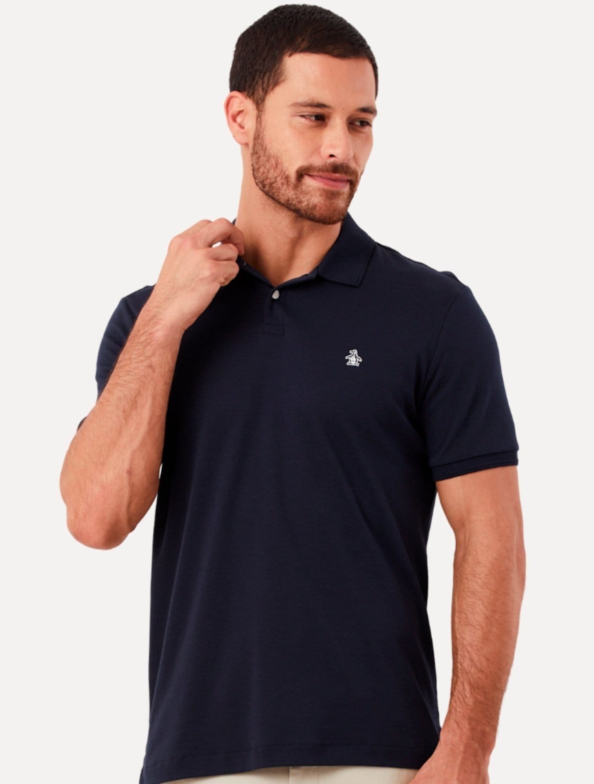 Polo Original Penguin Masculina Piquet Lisa Patch Marinho