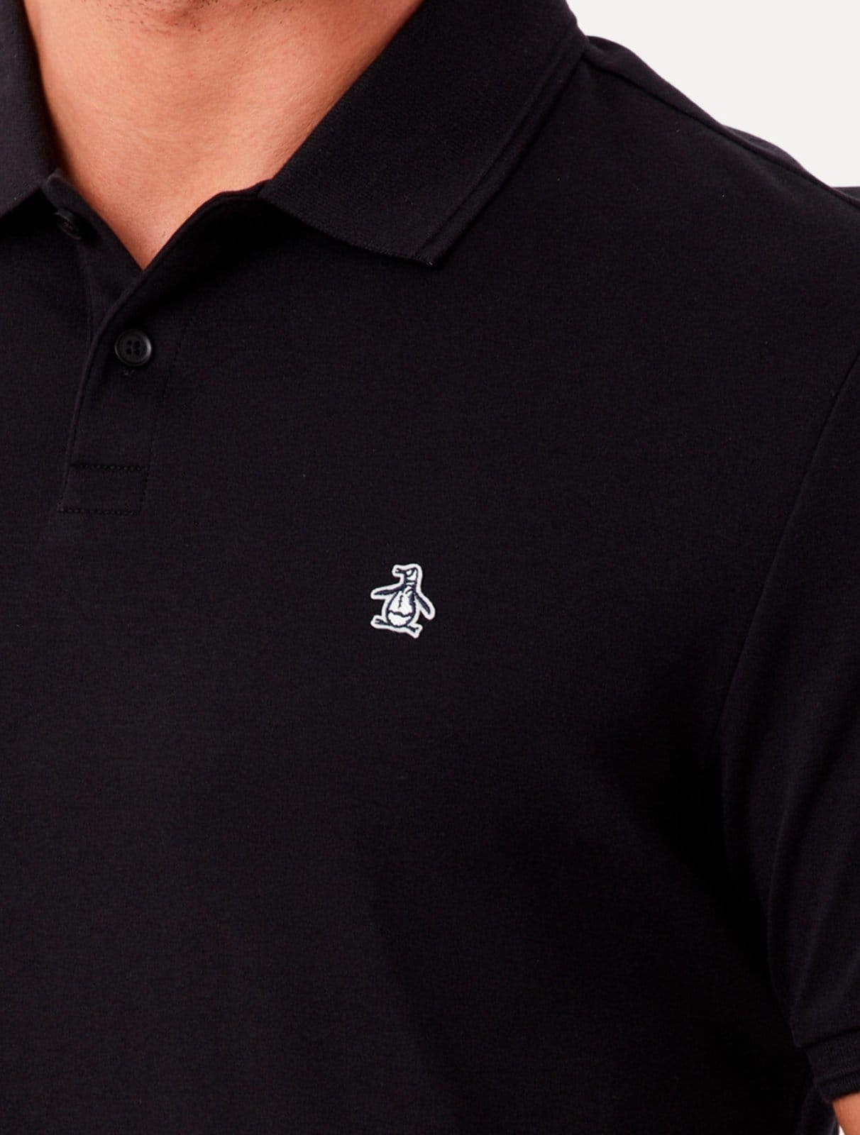 Vista 2 Polo Original Penguin Masculina Piquet Lisa Patch Preta Original Penguin preto