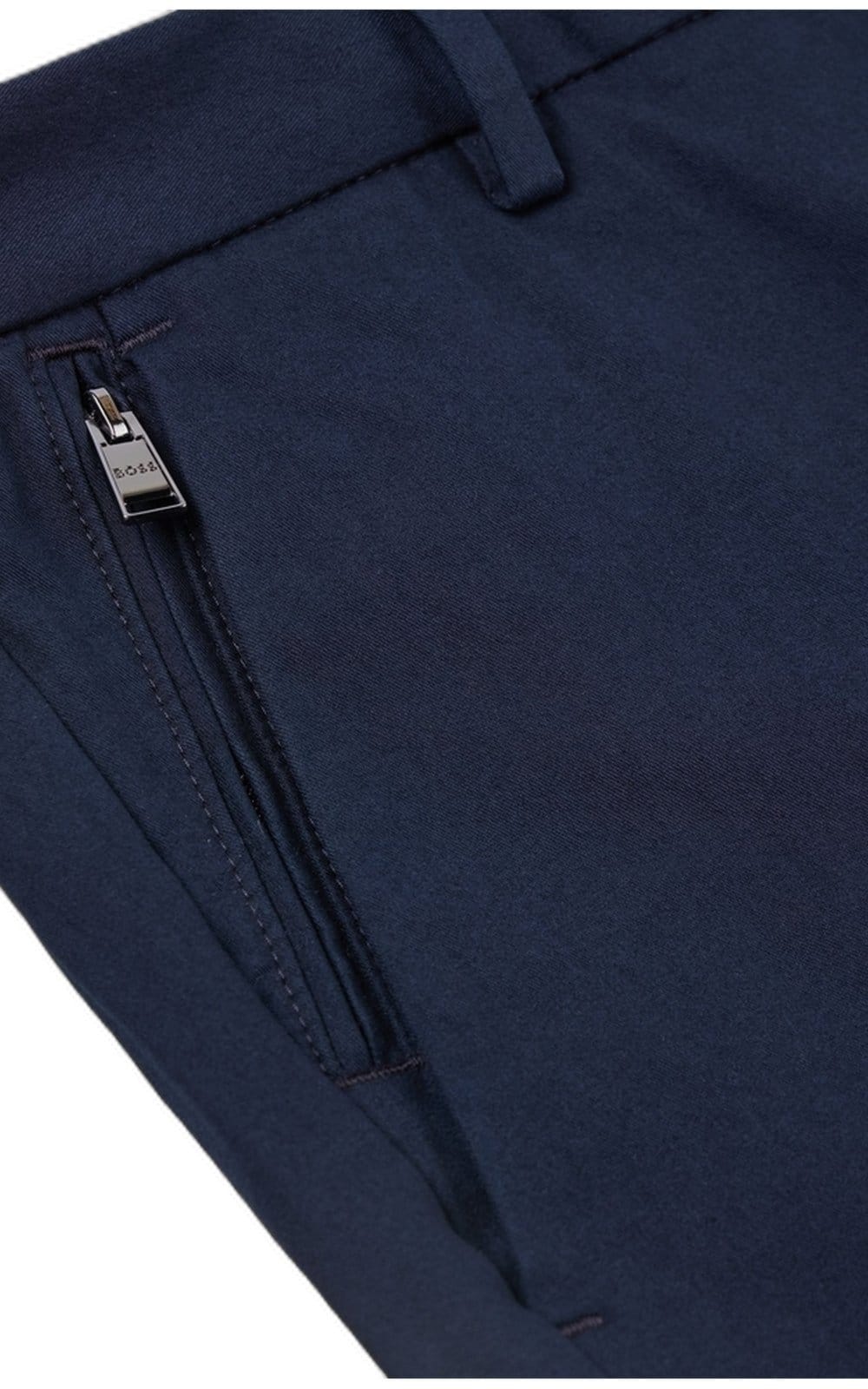 Vista 2 Calça Slim Fit Com Pregas Dianteiras Em Mistura De Algodão Boss azul marinho