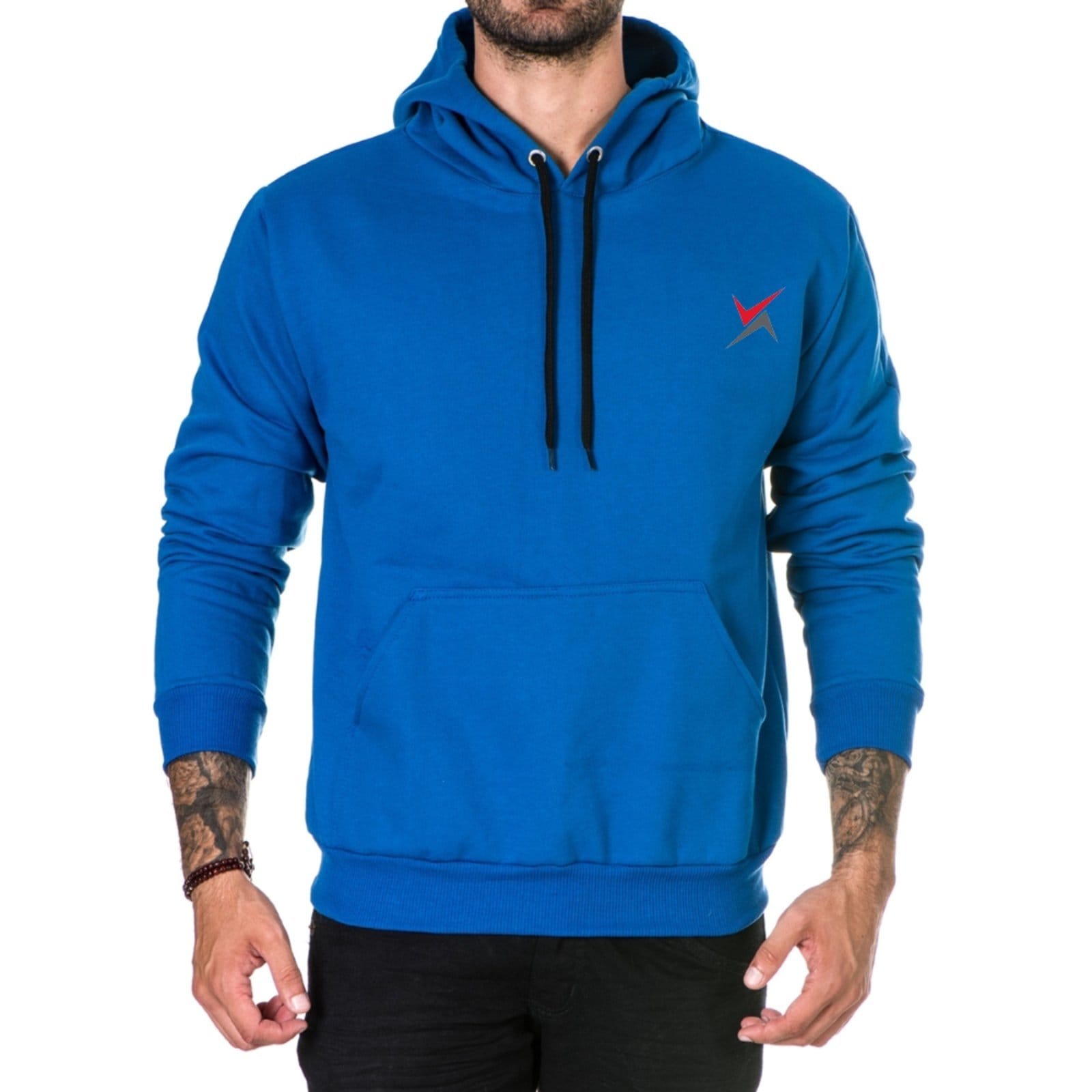 Moletom Masculino Flanelado com Bolso e Capuz Polo Blu em Algodão Azul Royal do P ao G1